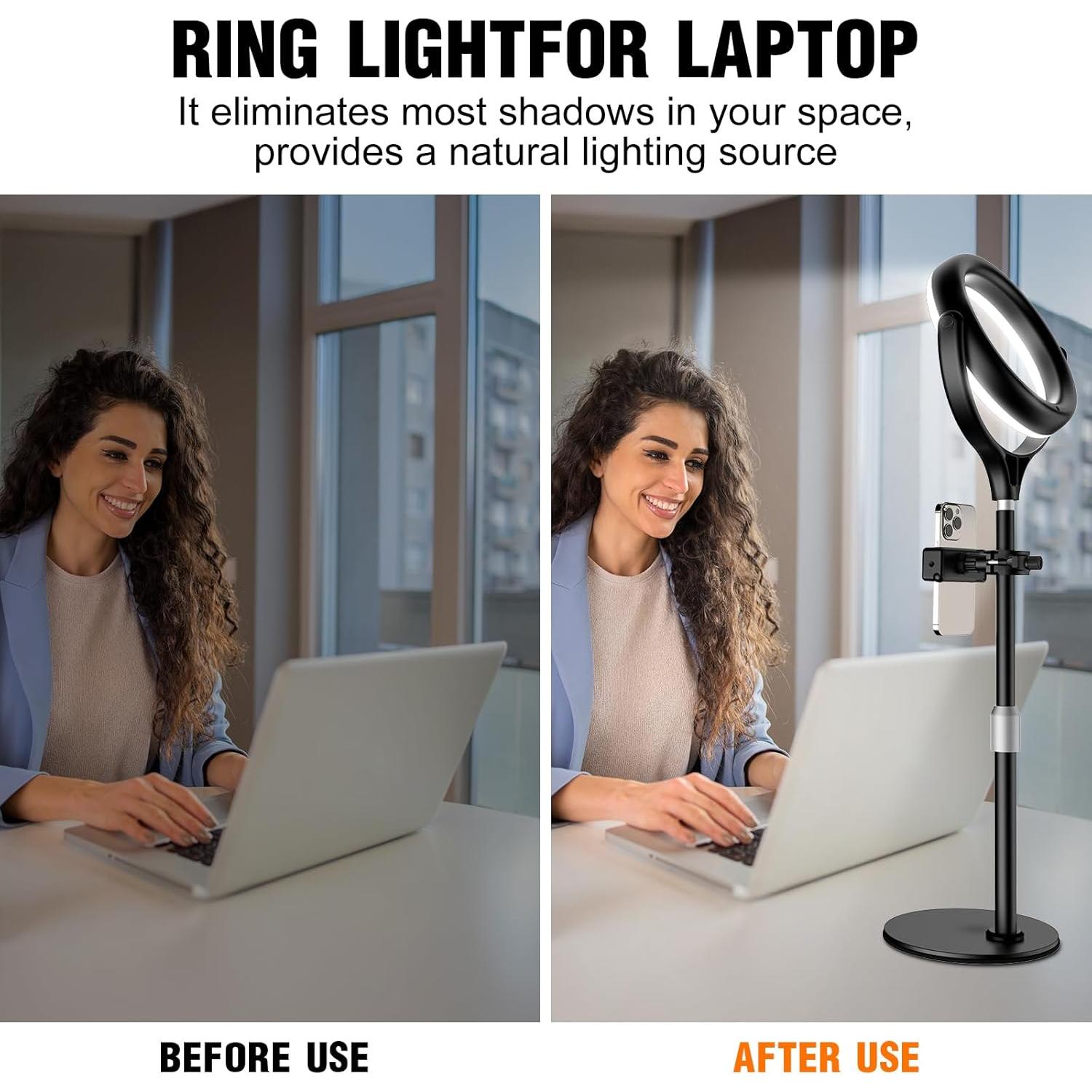 Luz de Anillo Evershop 7" Ajustable para Escritorio con Soporte