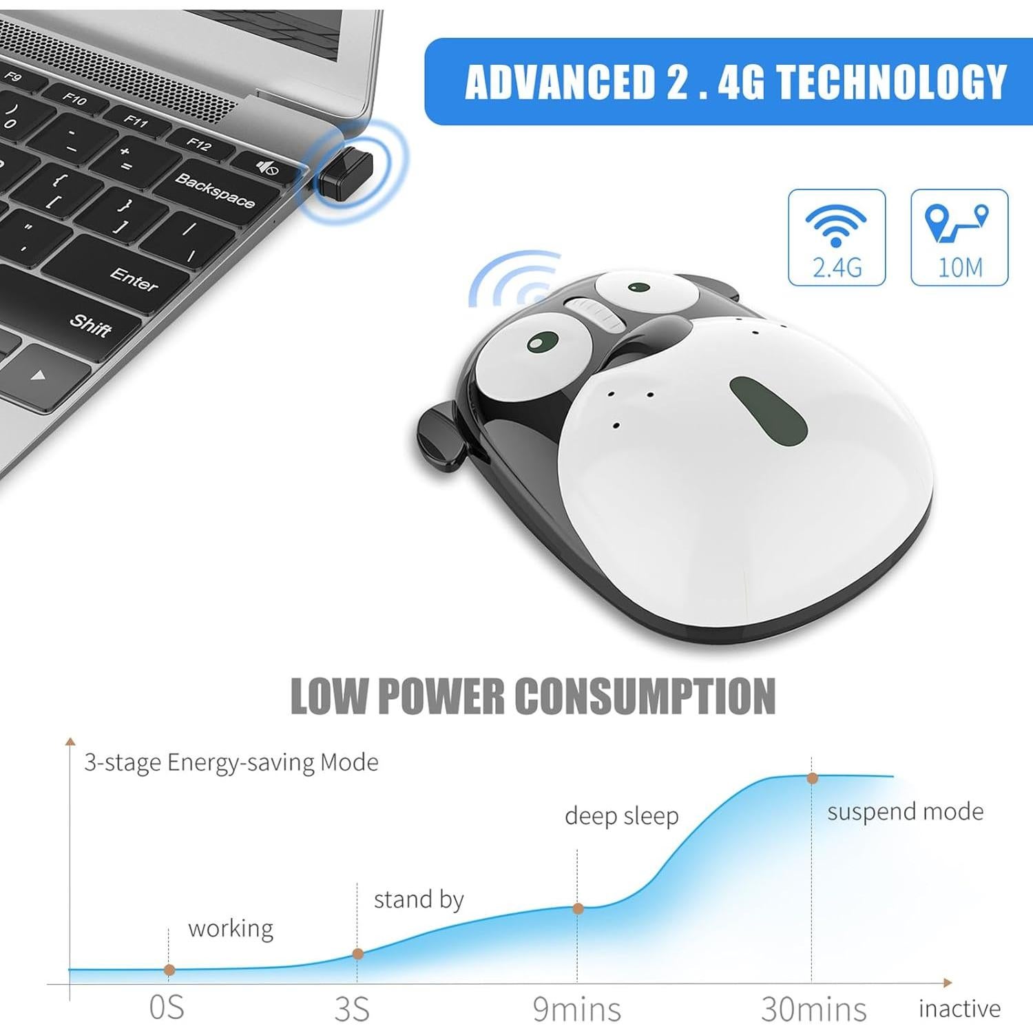 Ratón Inalámbrico Recargable FLY WAY Negro 2.4GHz para Niños