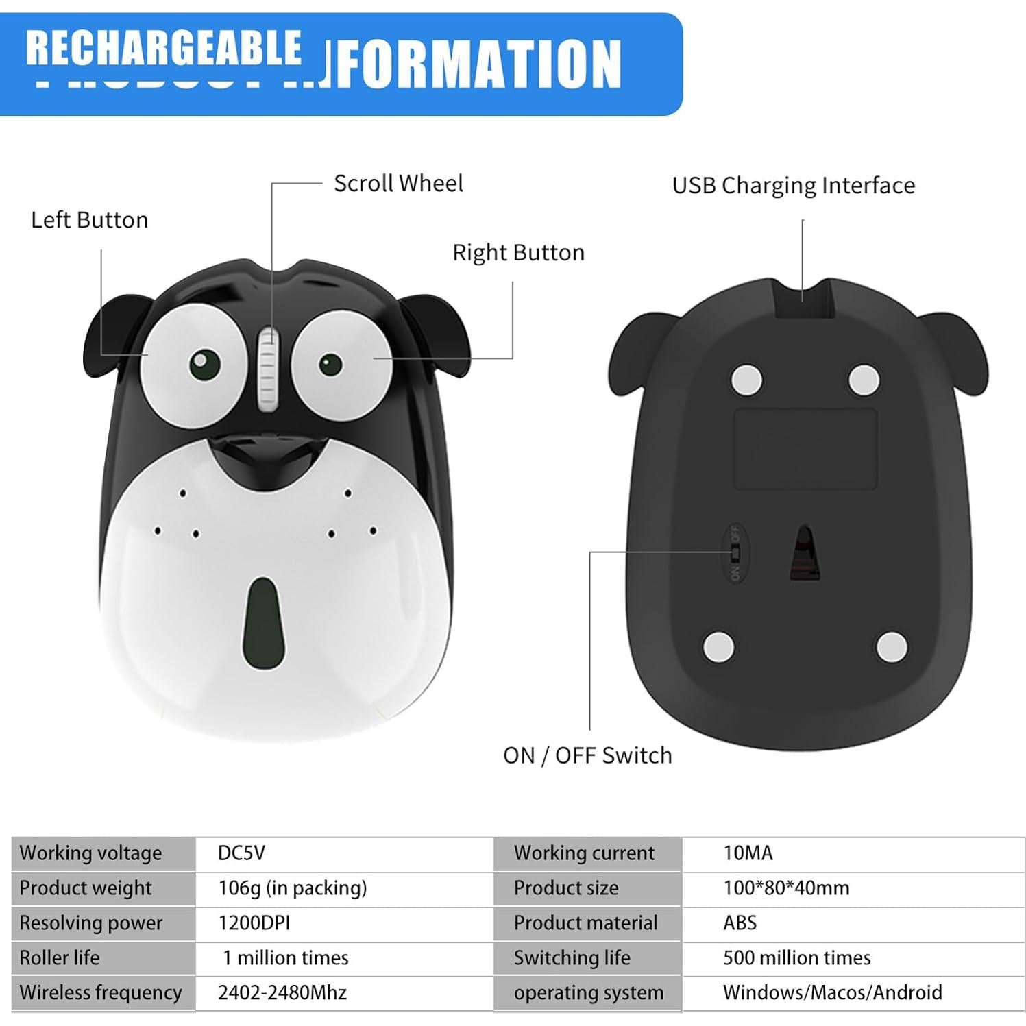 Ratón Inalámbrico Recargable FLY WAY Negro 2.4GHz para Niños