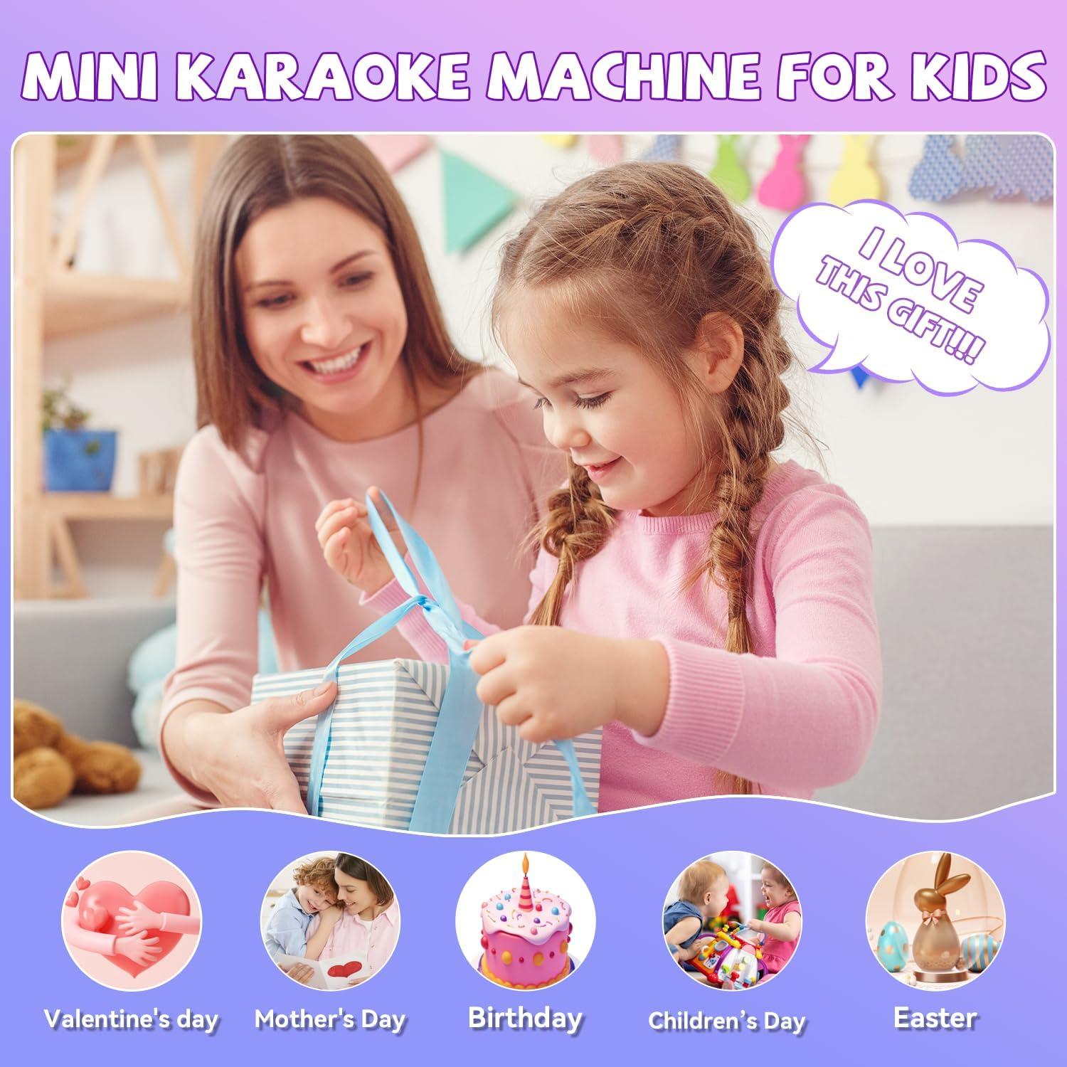 Mini Máquina de Karaoke CscyyAmz Rosa 2 Micrófonos Bluetooth