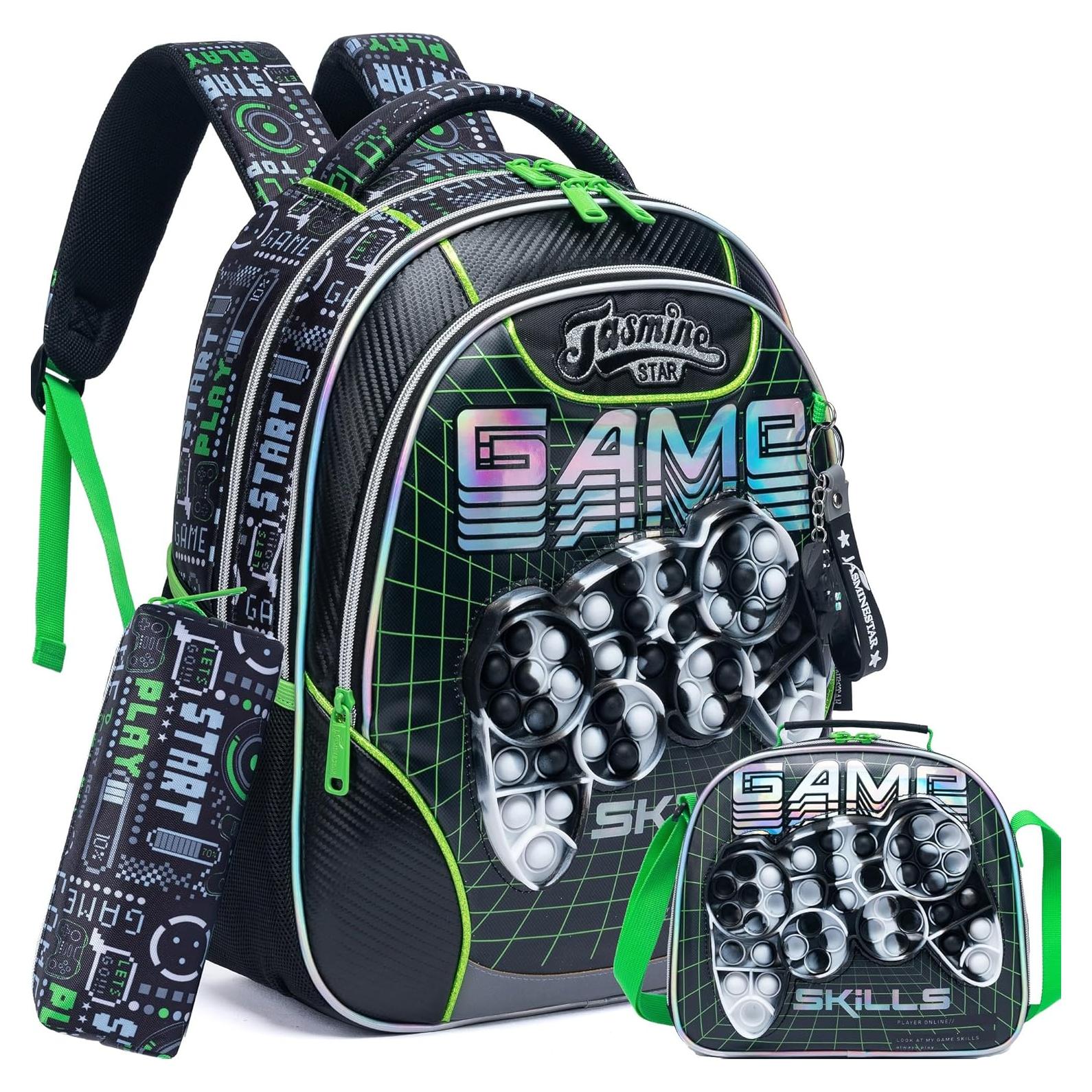 Mochila Escolar Niñas Verde Juego con Lonchera y Estuche