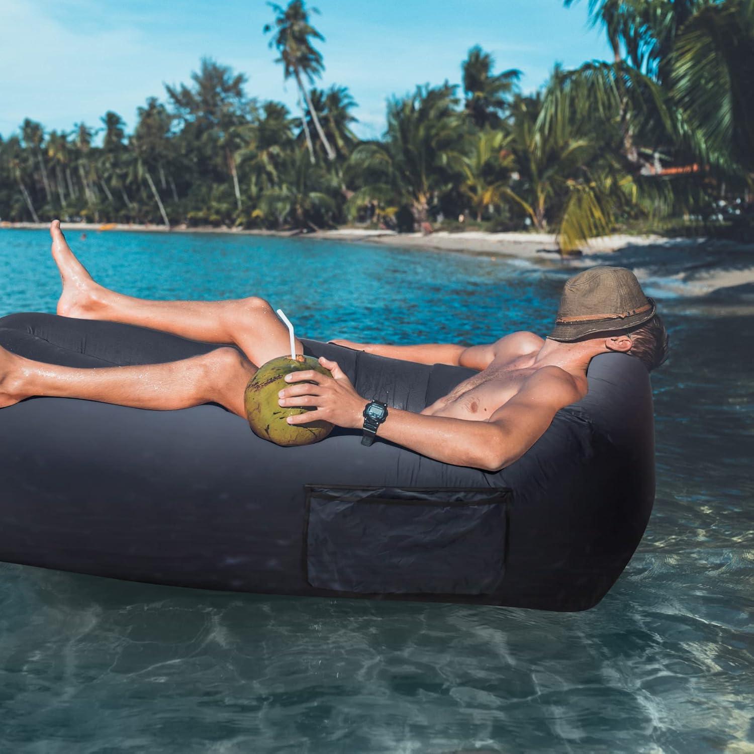 Sofá Inflable AlphaBeing con Fondo de Malla Ergonómica - Negro