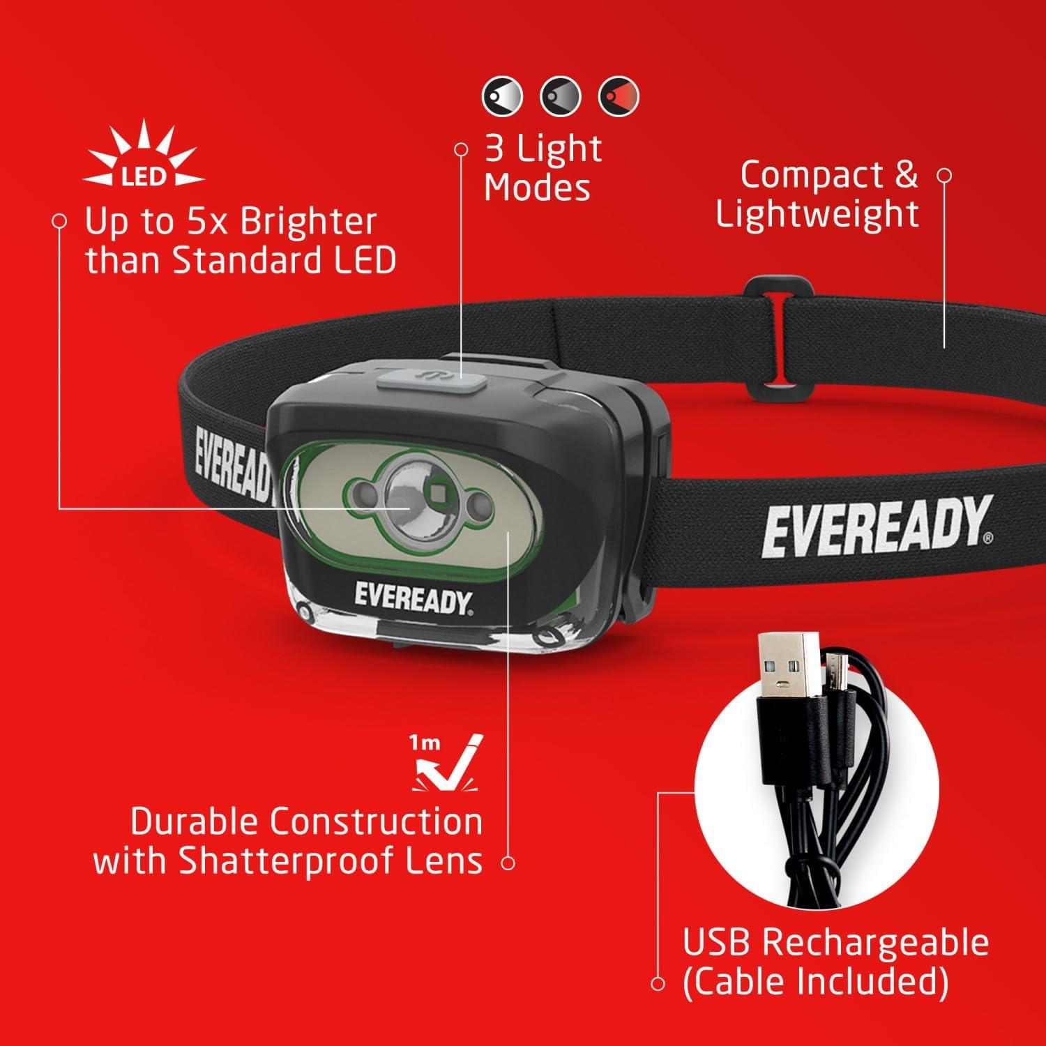 Linterna LED recargable Eveready 300 Lúmenes IPX4 negra