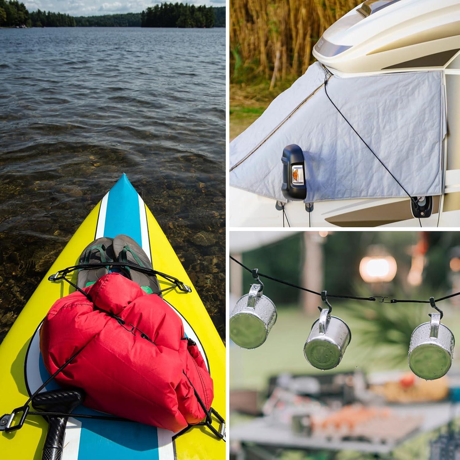 Cuerda elástica Kinzomor 30 cm con ganchos - Paquete de 4