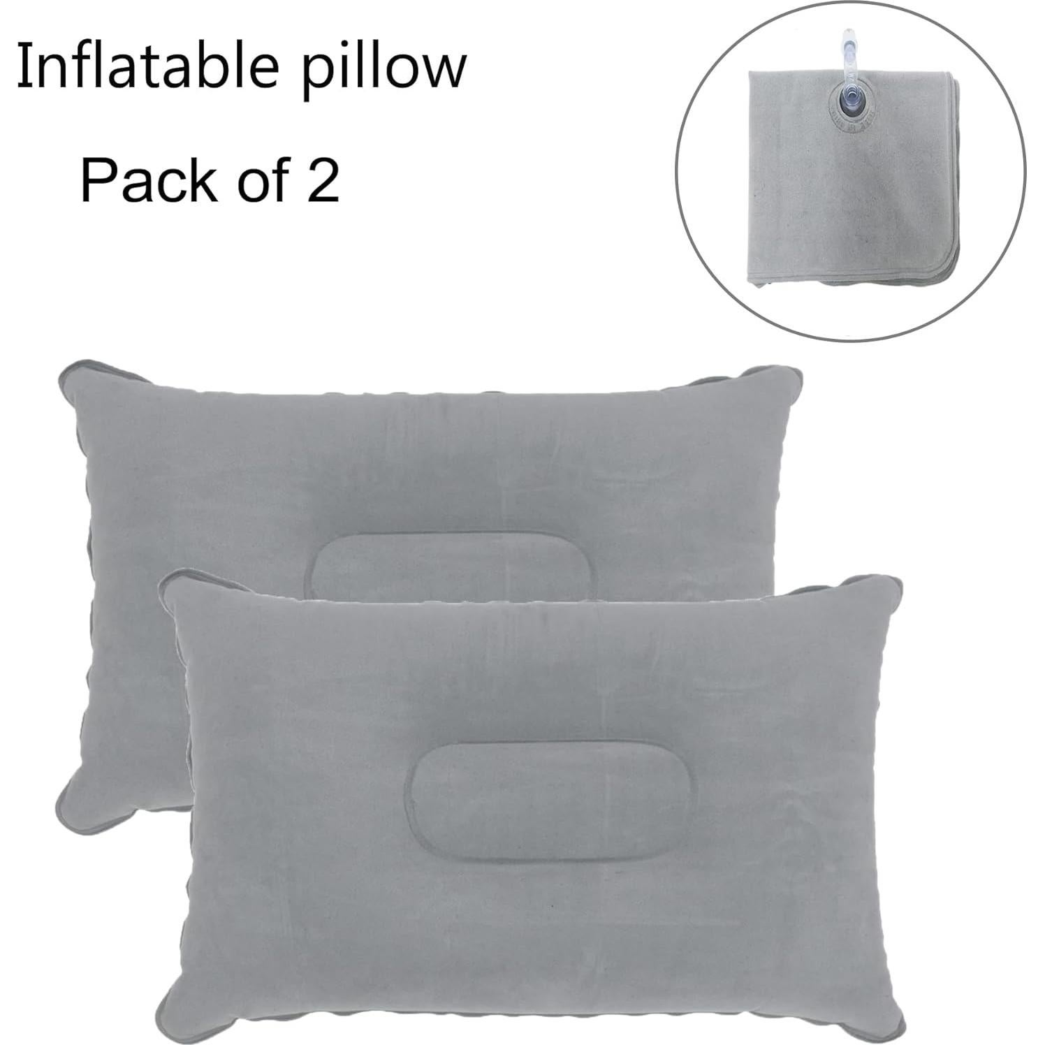 Paquete de 2 Almohadas Inflables LiXiongBao para Camping y Viajes