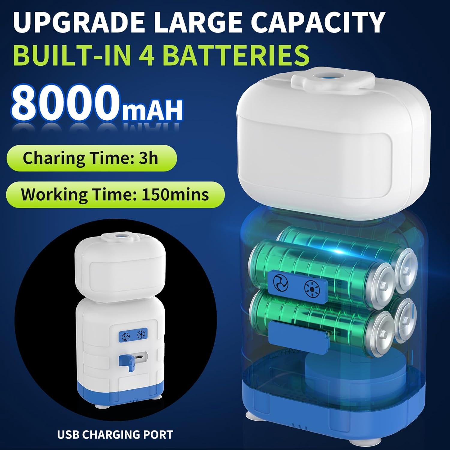 Ducha Portátil KXKL 8000mAh con Iluminación IPX7 para Camping