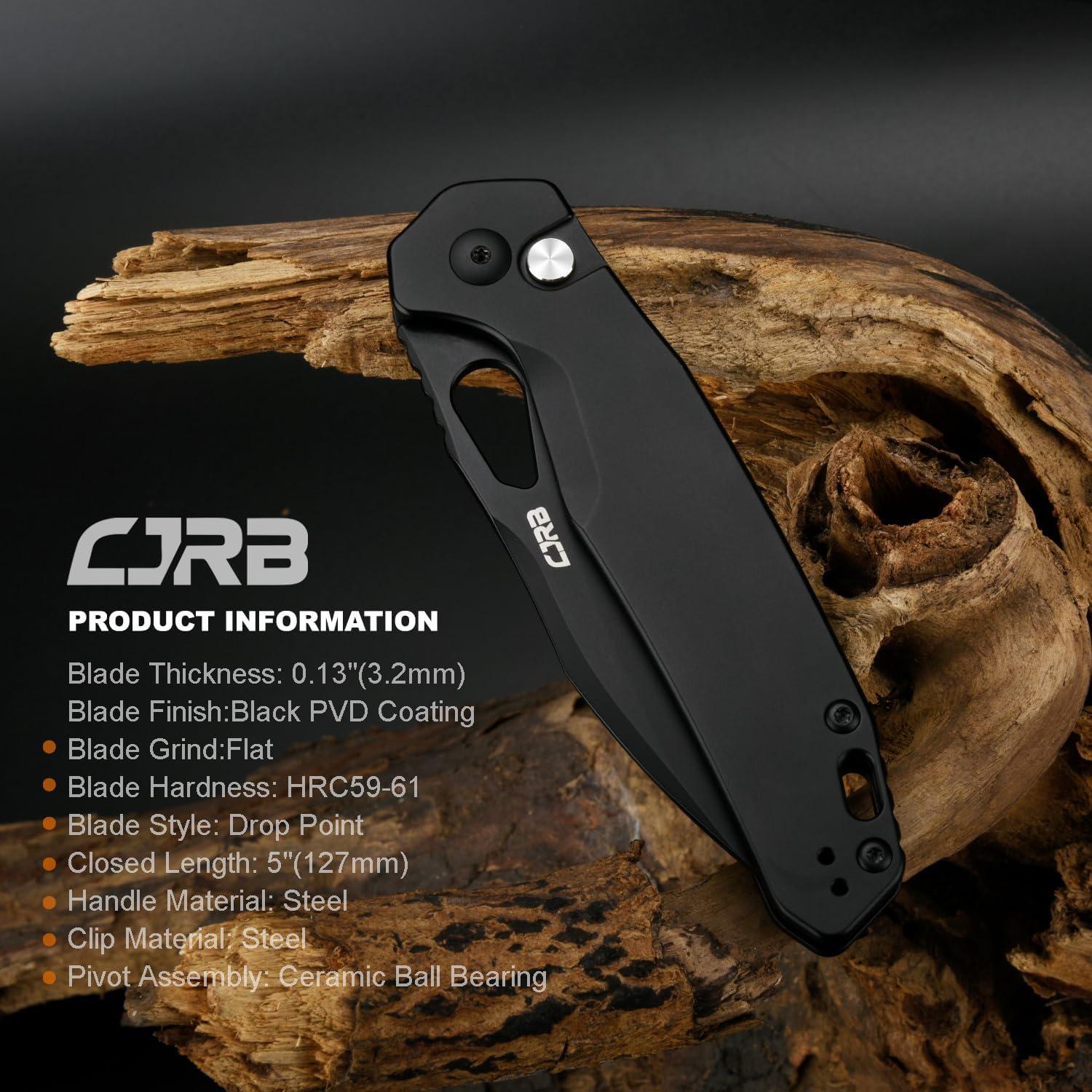 Cuchillo Plegable CJRB Frack J1931, 9.9 cm Hoja AR-RPM9 Negro