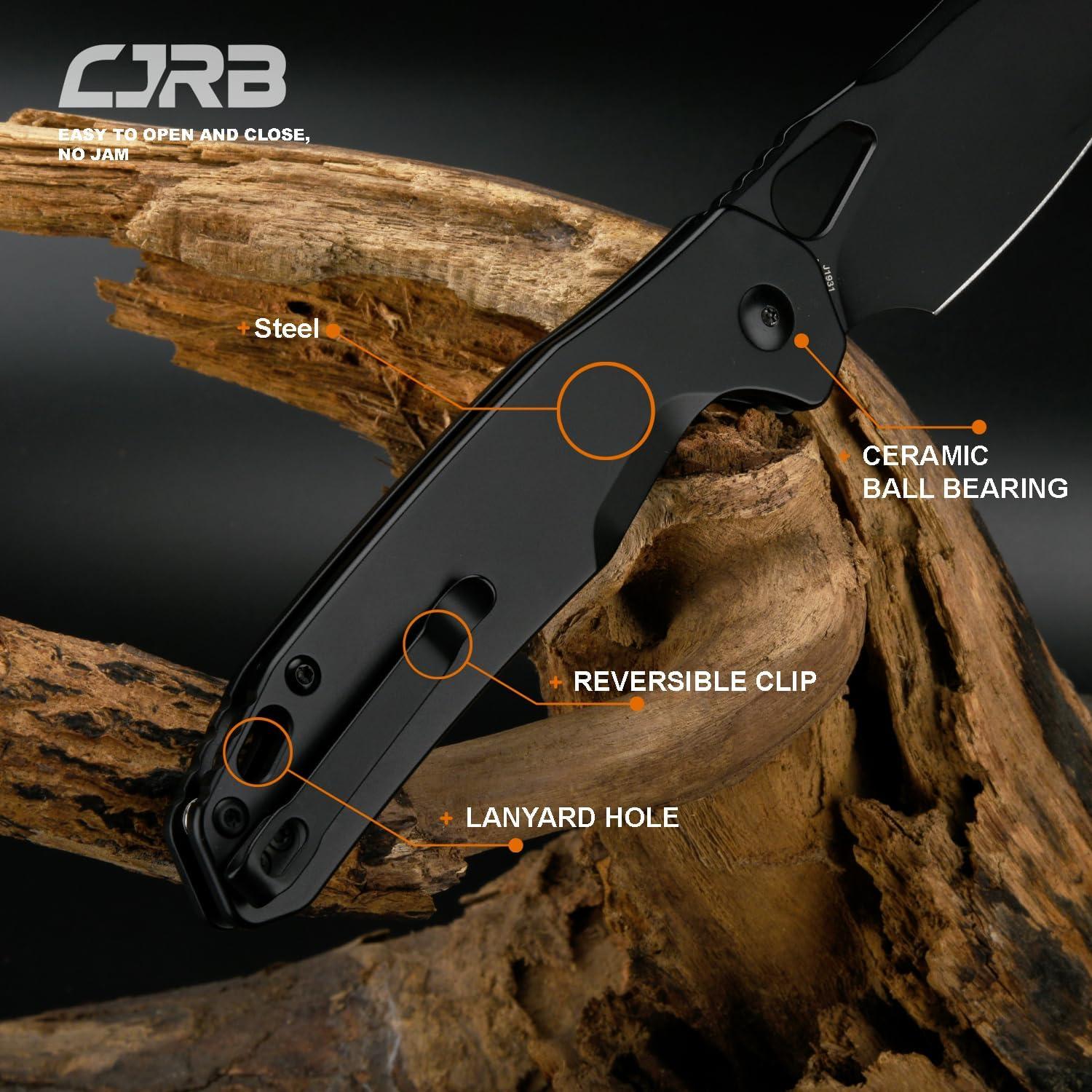 Cuchillo Plegable CJRB Frack J1931, 9.9 cm Hoja AR-RPM9 Negro