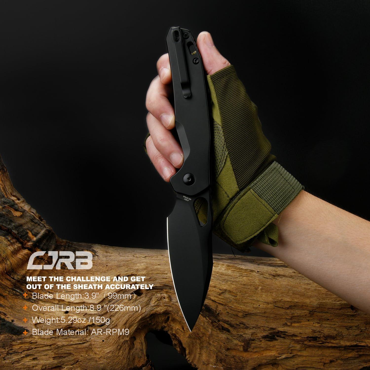 Cuchillo Plegable CJRB Frack J1931, 9.9 cm Hoja AR-RPM9 Negro