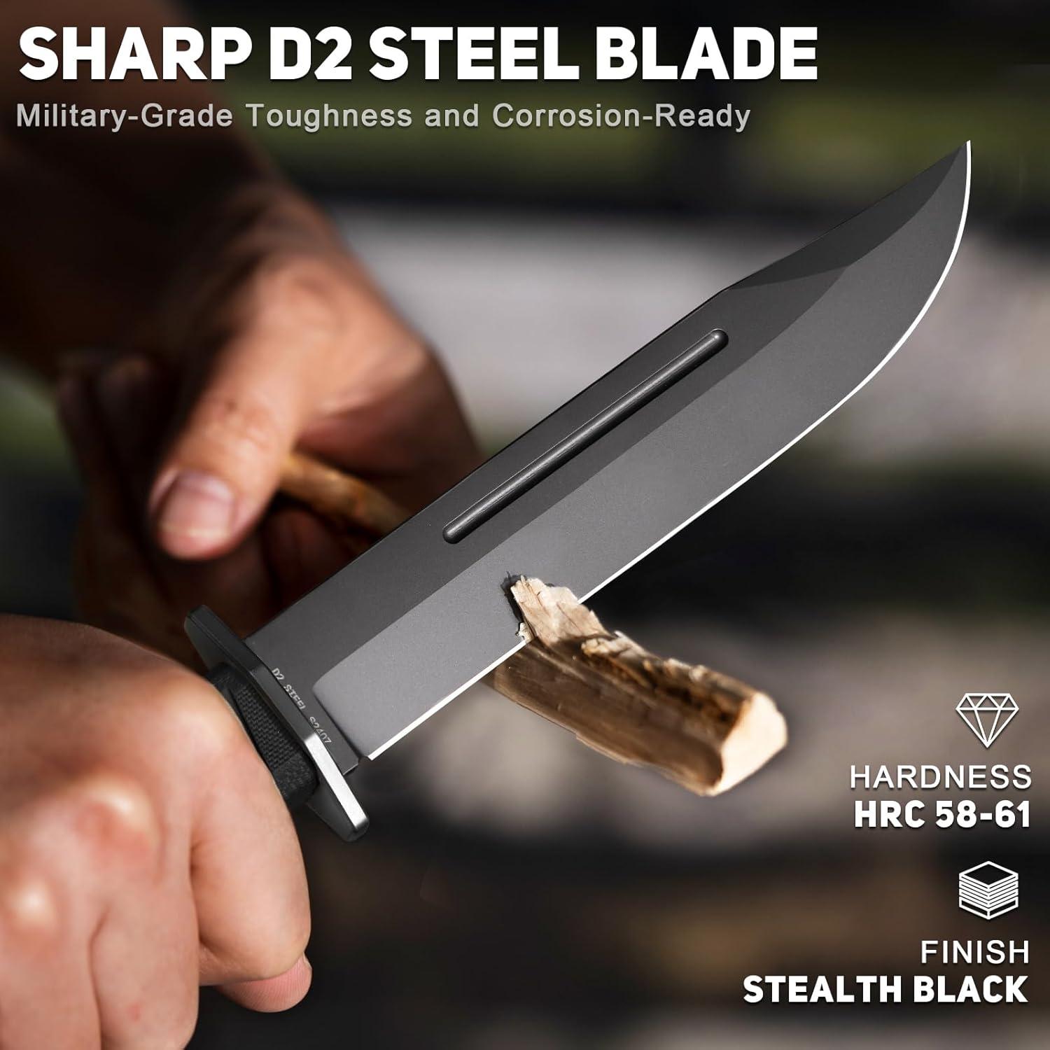 Cuchillo de Caza NedFoss BRAVE 17.3 cm Acero D2 con Funda