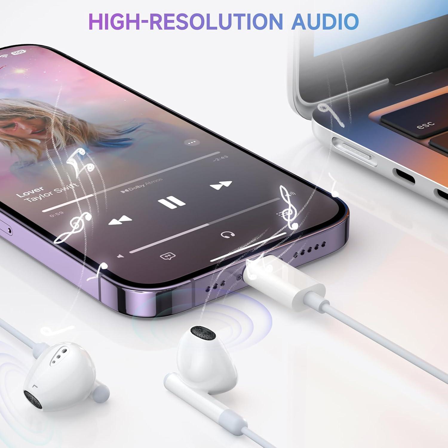 Auriculares Lightning ZENIPER HiFi con micrófono y control
