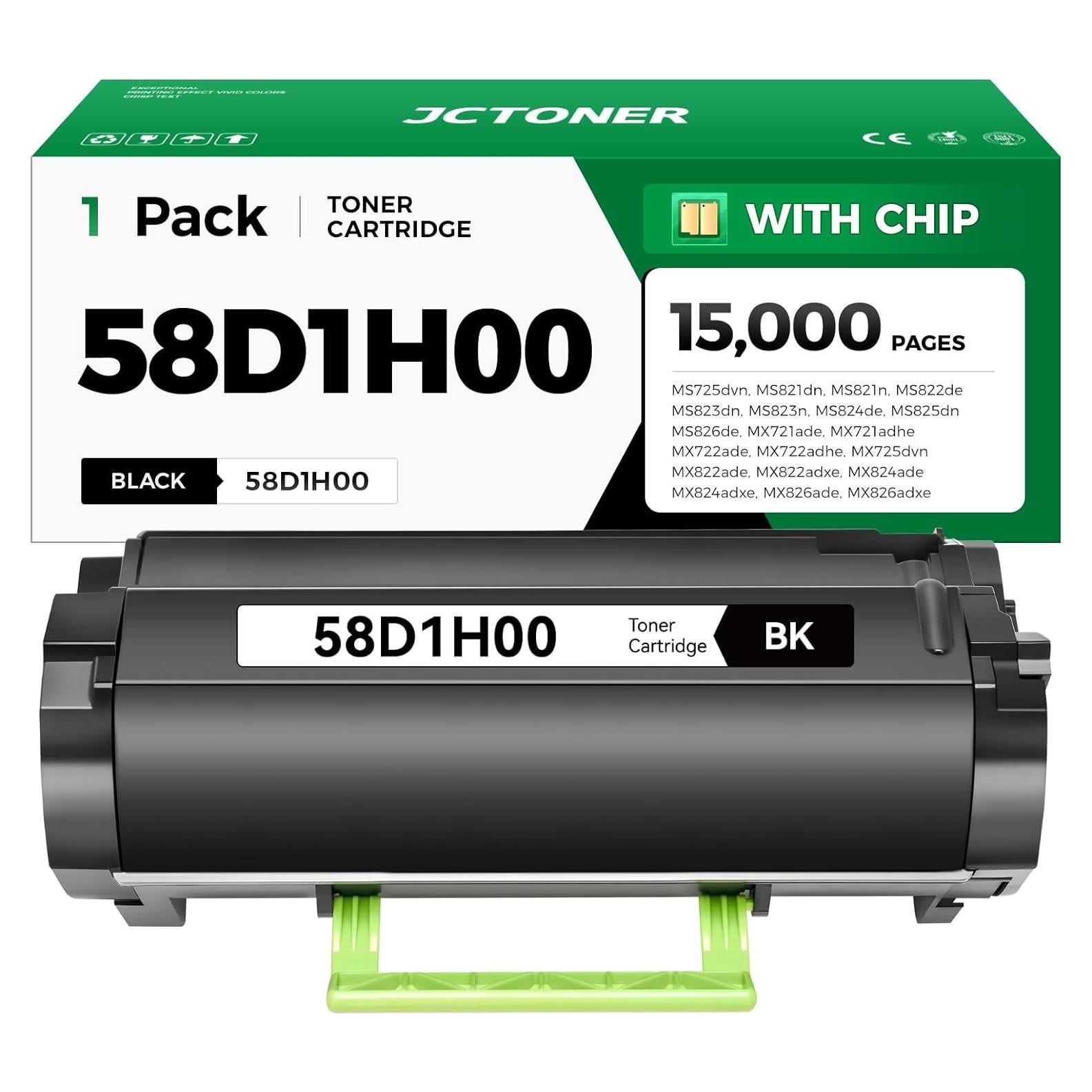 Cartucho de Tóner Negro JCTONER 58D1H00 para Lexmark MS725