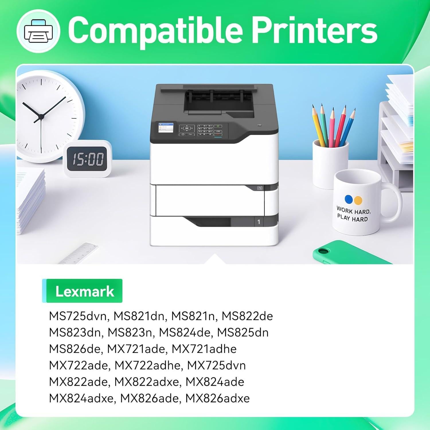 Cartucho de Tóner Negro JCTONER 58D1H00 para Lexmark MS725