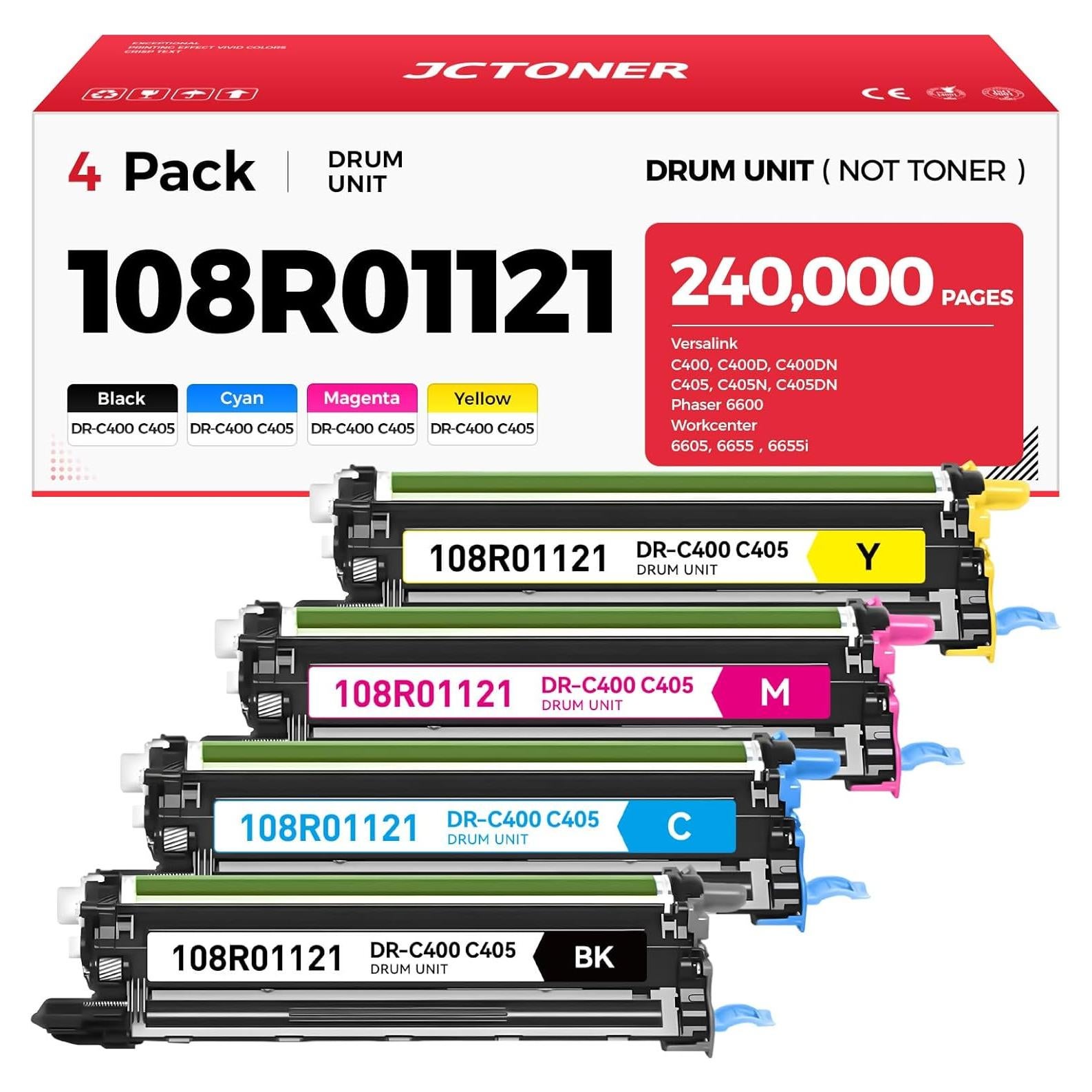Kit de Tambor de Imagen JCTONER 4-Pack para Xerox C400 C405