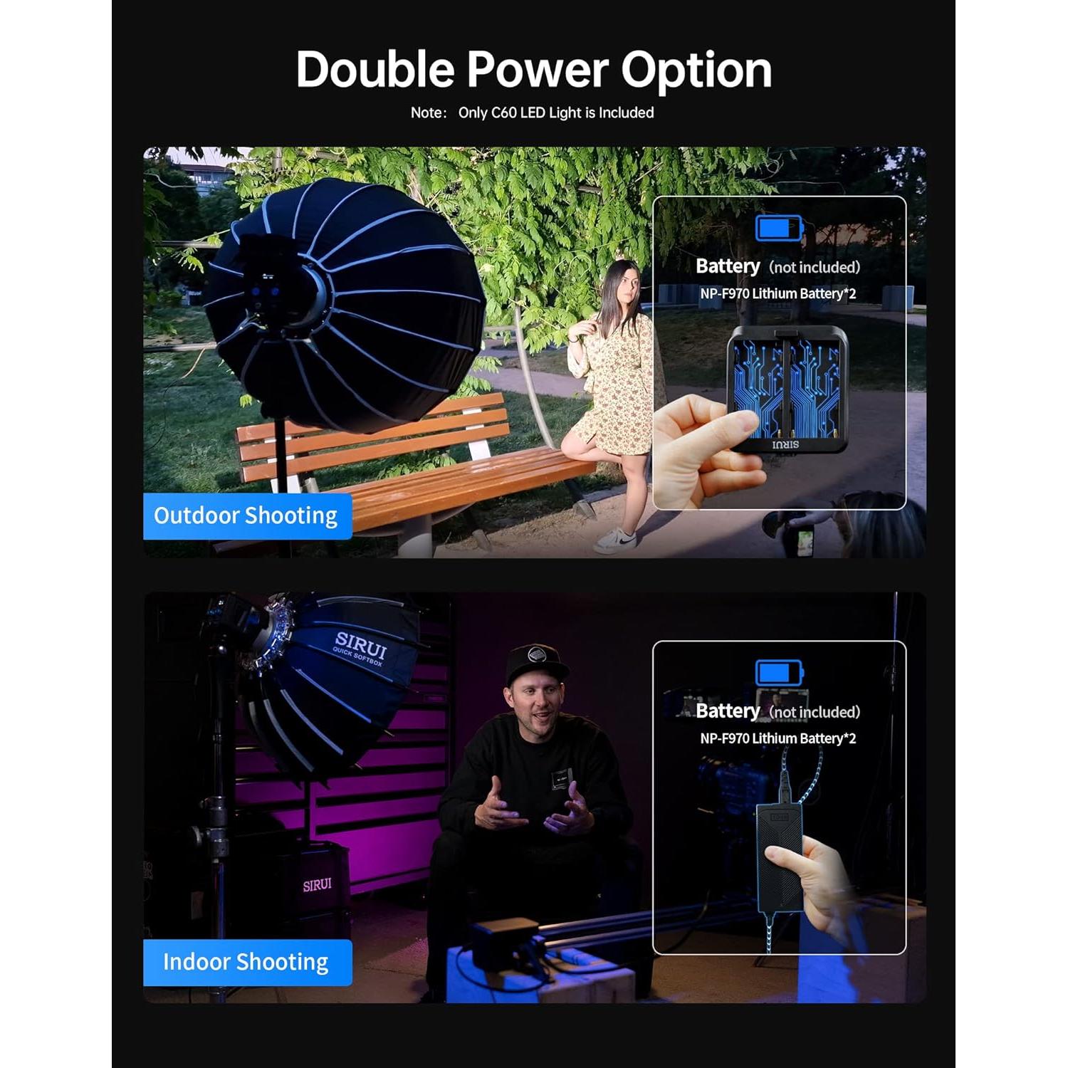 SIRUI C60 Luz de Video LED 60W COB 5600K CRI 96 para Fotografía