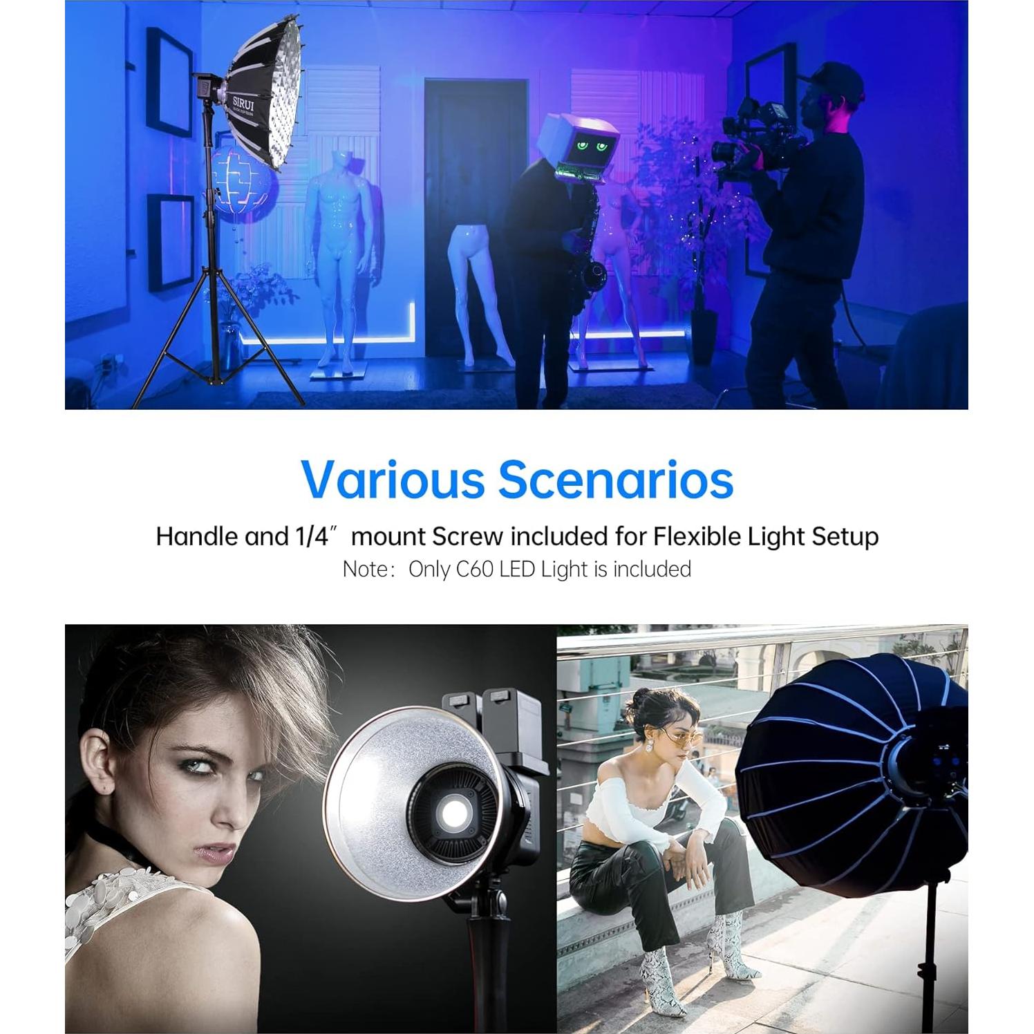 SIRUI C60 Luz de Video LED 60W COB 5600K CRI 96 para Fotografía