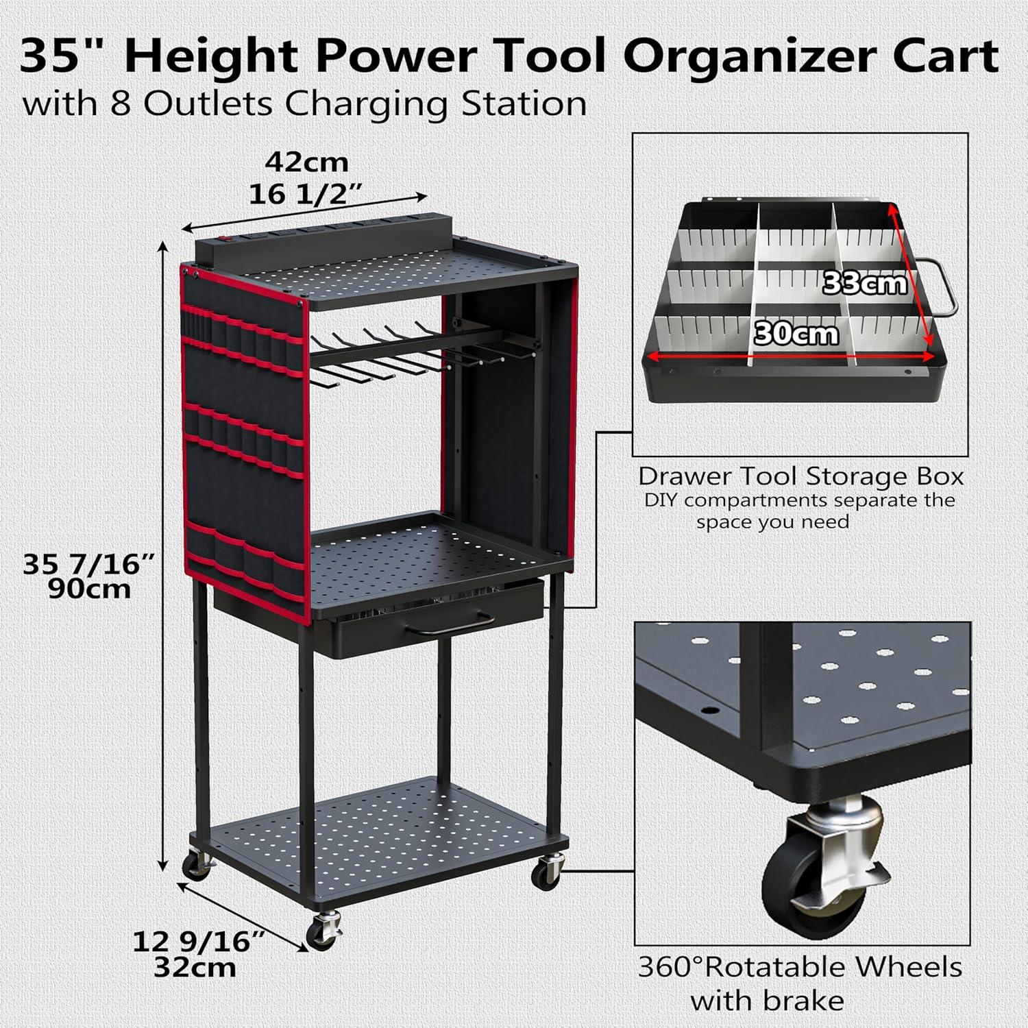 Carro Organizador de Herramientas Luffioner con Carga 8 Salidas