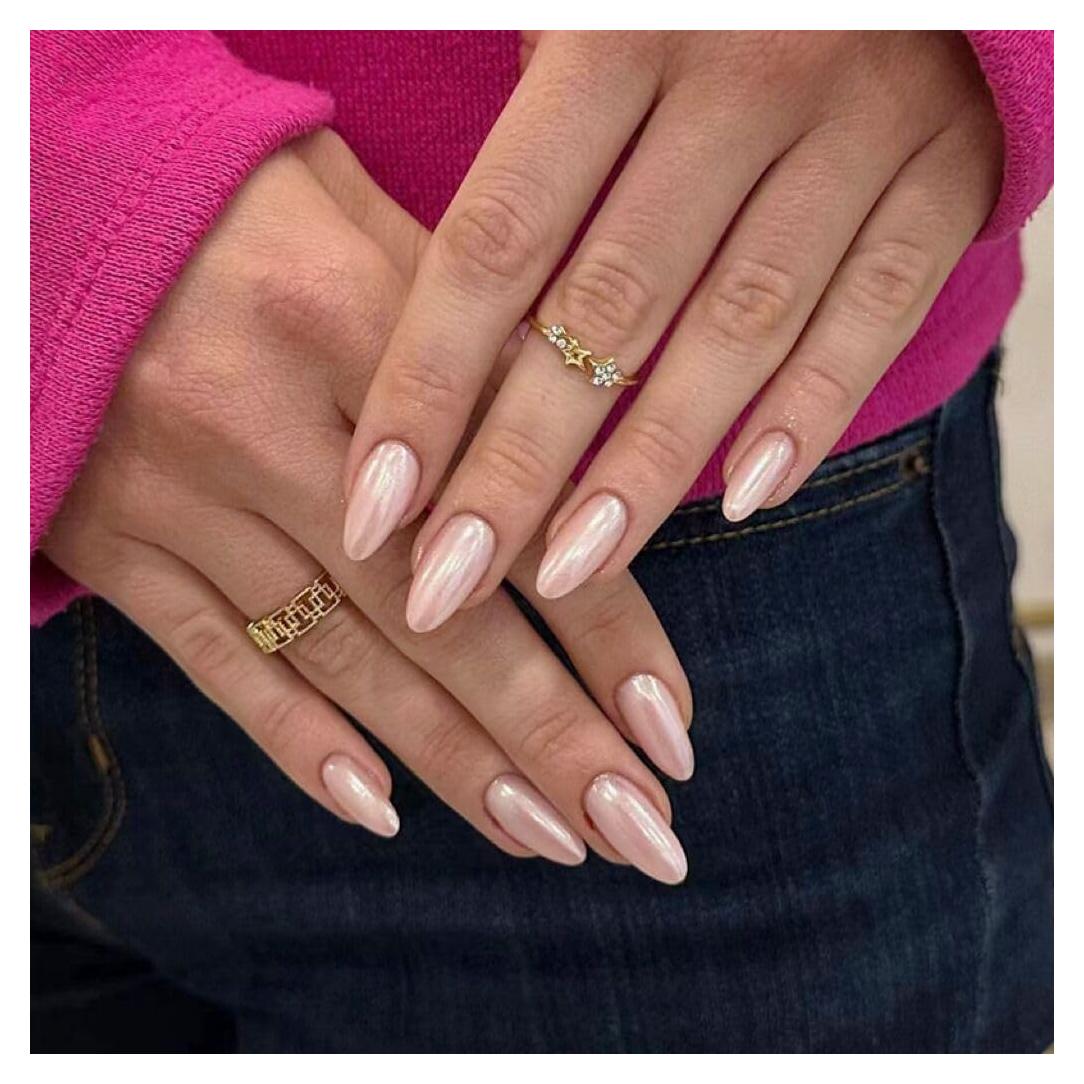 Uñas Postizas Cortas Almendra Rosadas CTTHNBD 24 Pcs