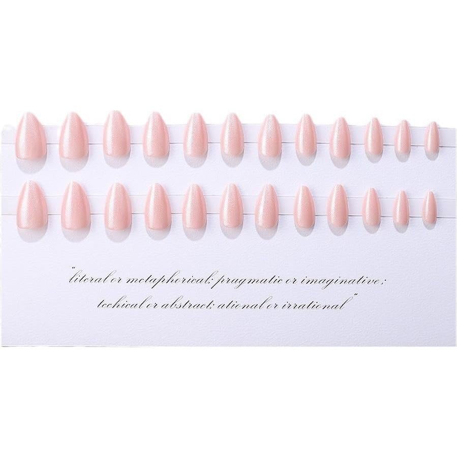 Uñas Postizas Cortas Almendra Rosadas CTTHNBD 24 Pcs