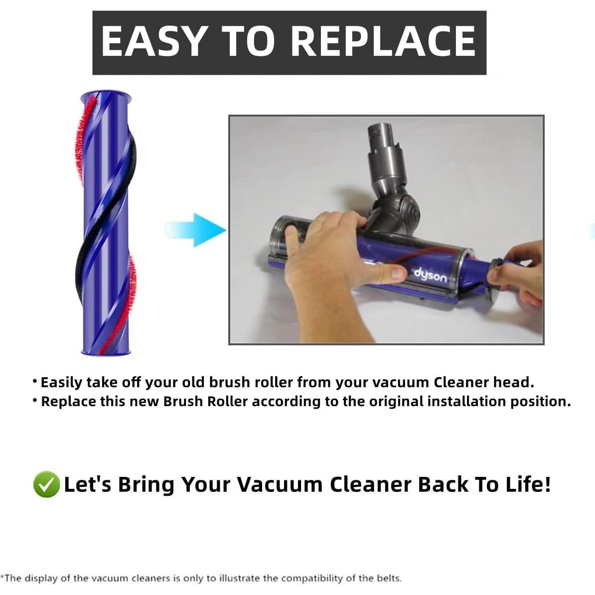 Rodillo de Cepillo JEDELEOS para Aspiradora Dyson V6 V7 4.5cm