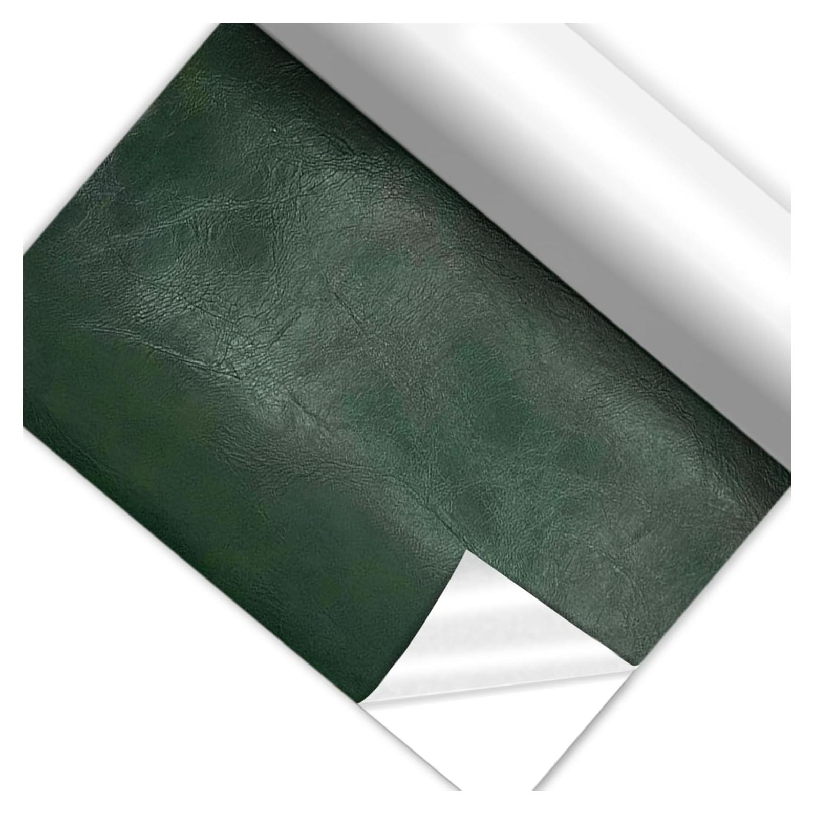 Parche de Reparación de Cuero Autoadhesivo Silllule 20x119 cm Verde Militar