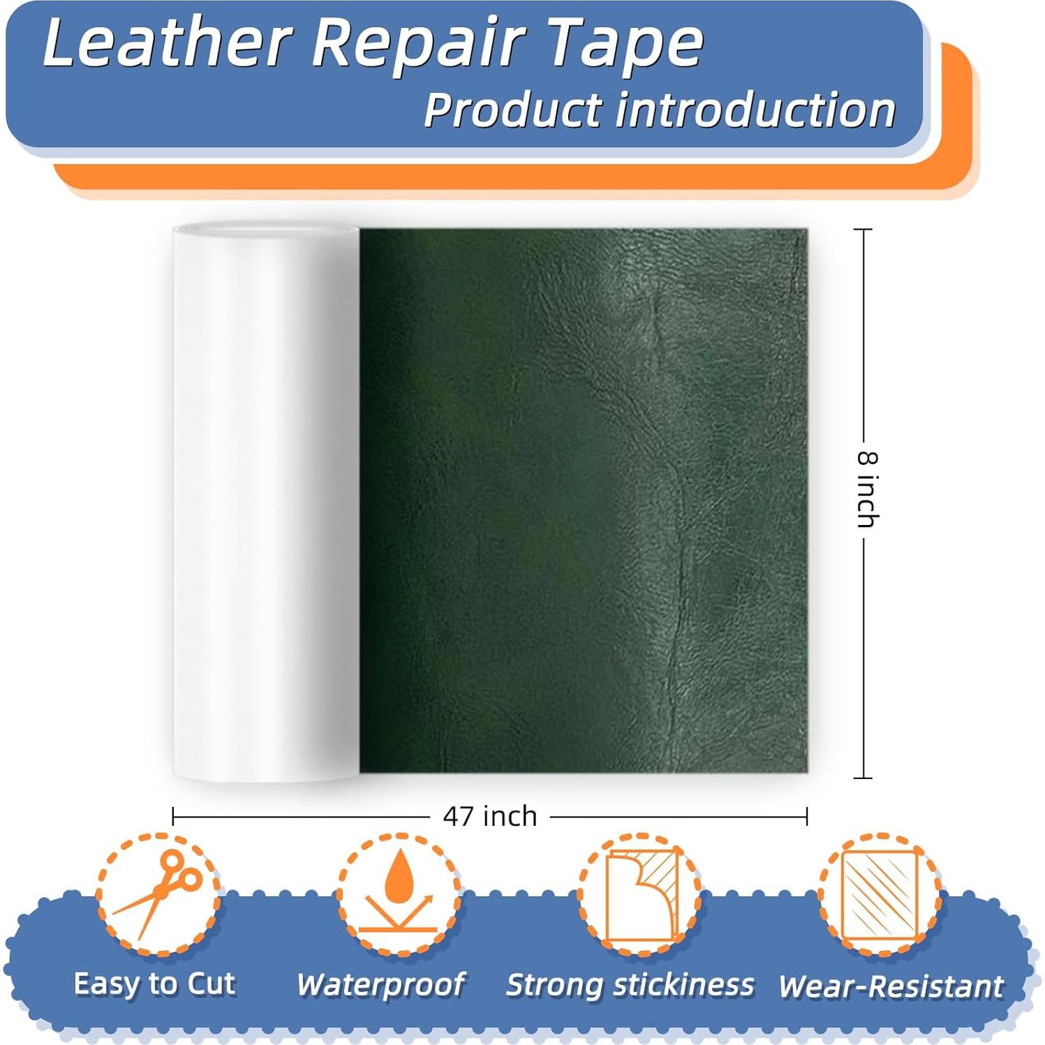 Parche de Reparación de Cuero Autoadhesivo Silllule 20x119 cm Verde Militar