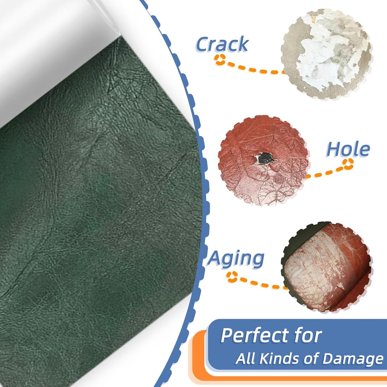 Parche de Reparación de Cuero Autoadhesivo Silllule 20x119 cm Verde Militar