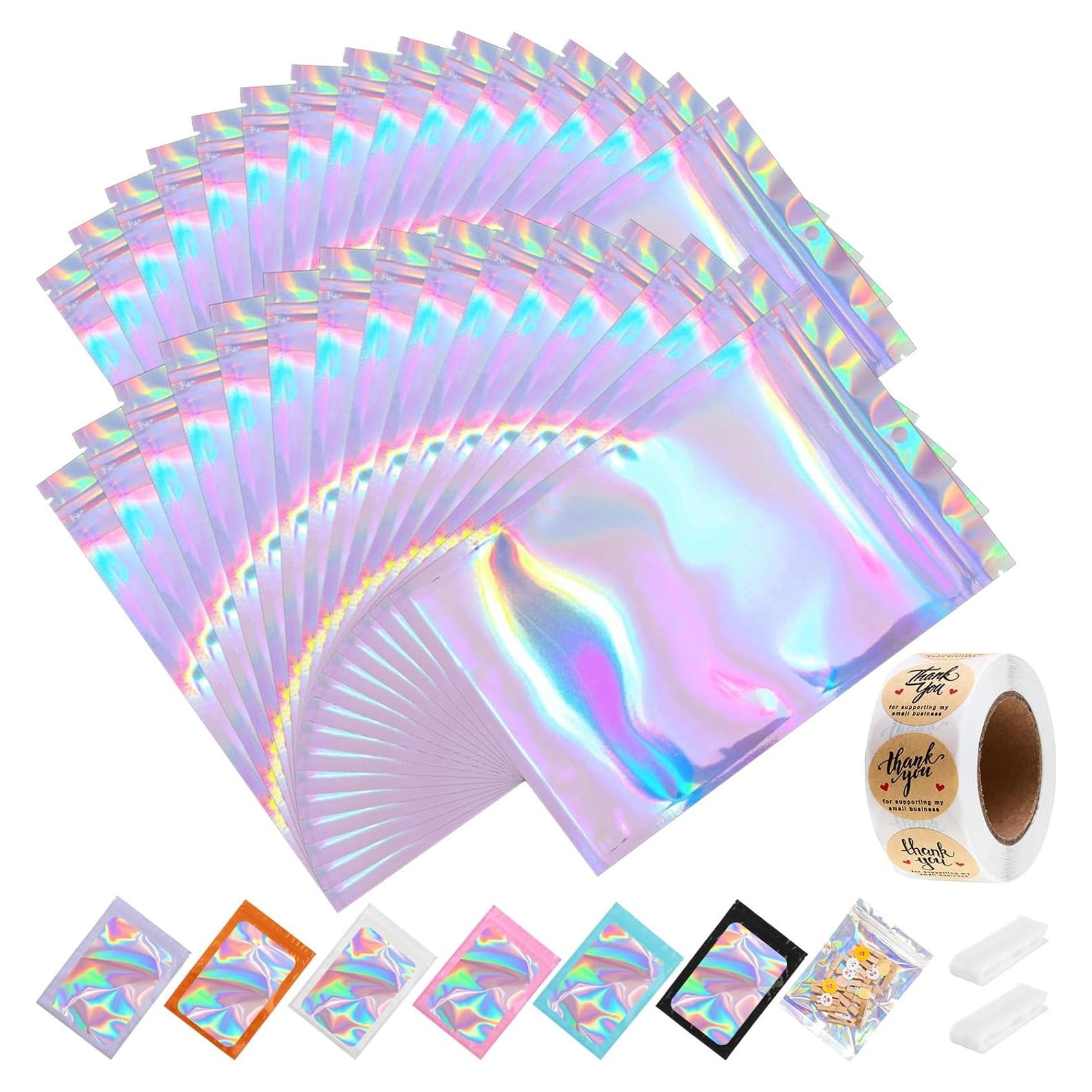150 Bolsas Mylar Holográficas 10x15 cm Reutilizables Lucpur