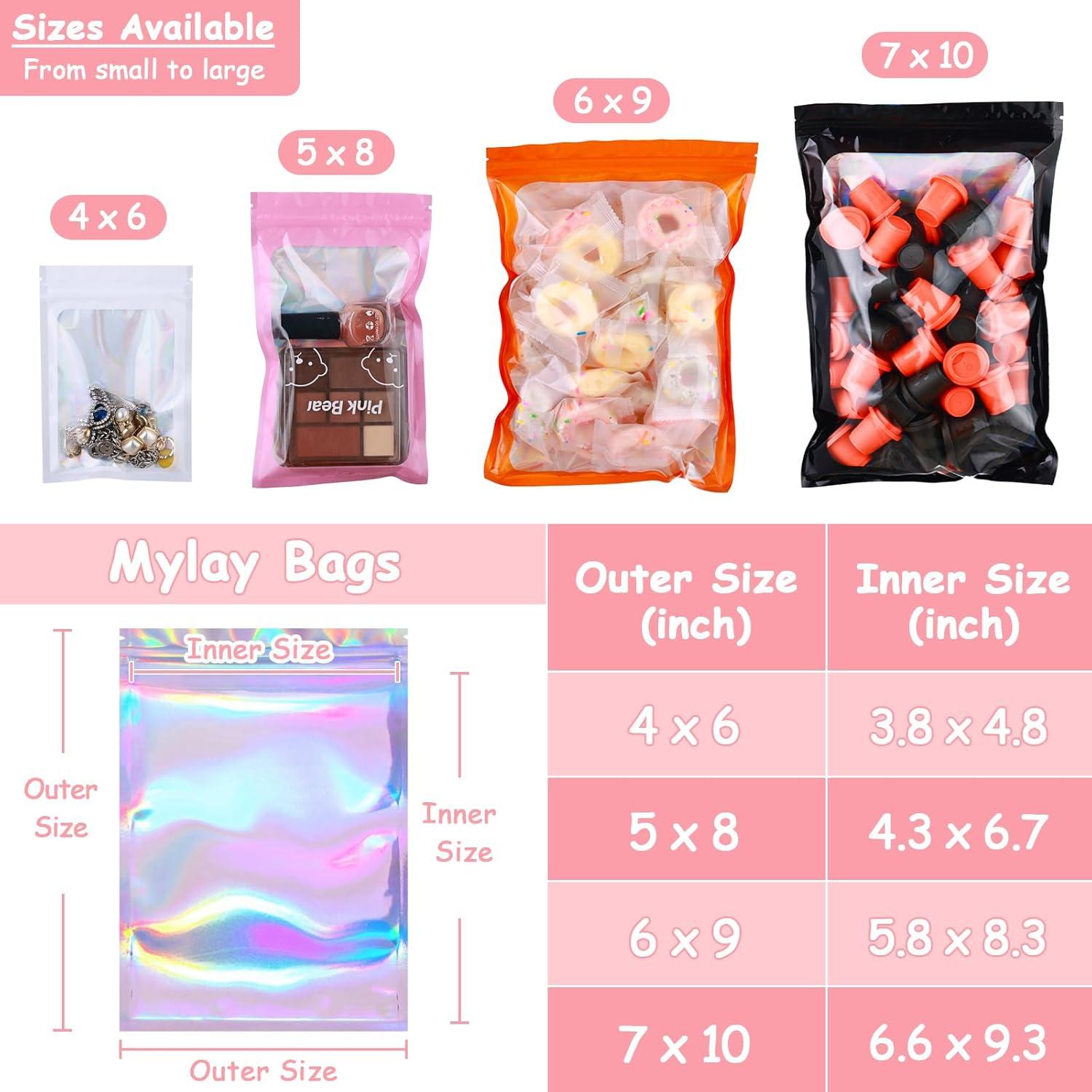 150 Bolsas Mylar Holográficas 10x15 cm Reutilizables Lucpur