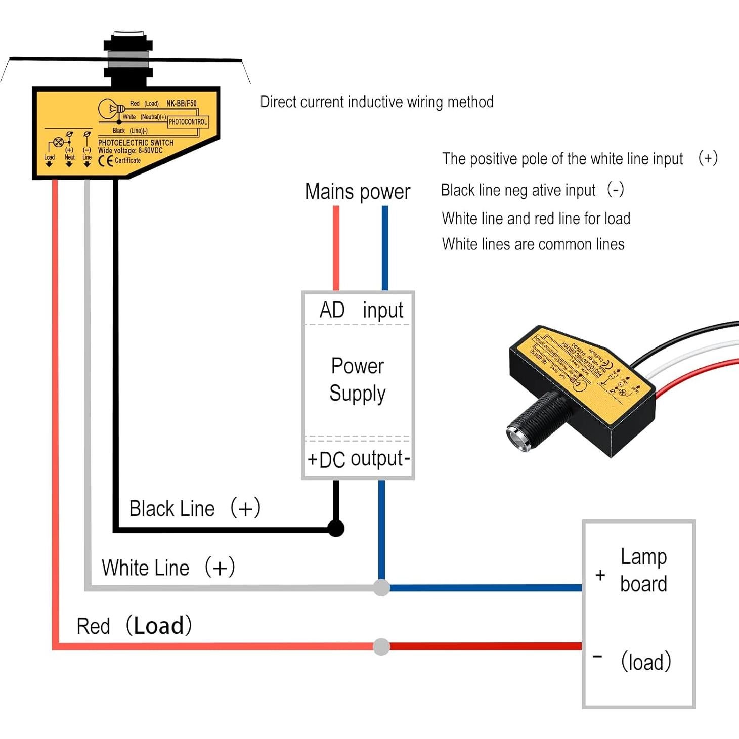 Interruptor Fotoeléctrico DC 12V 24V 36V 48V Landhoow - 2 Piezas