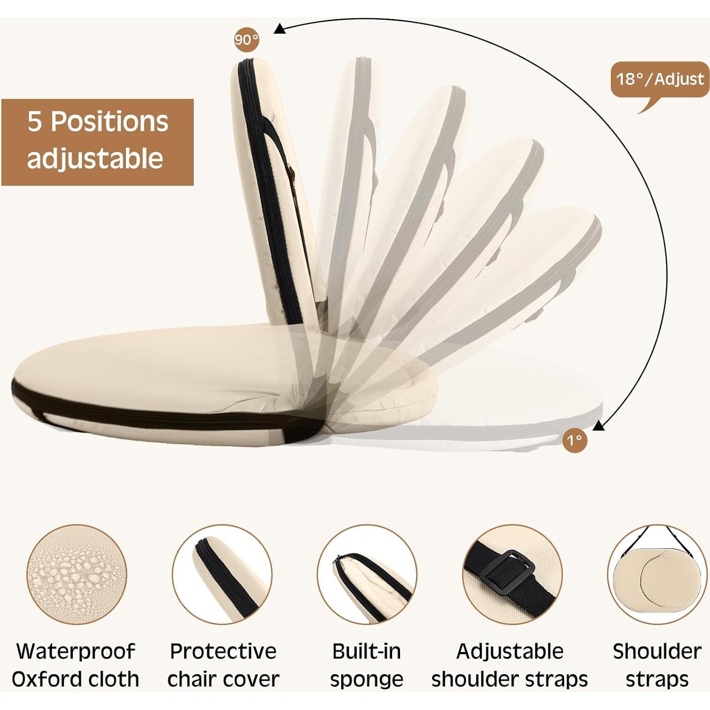 Sillas de Graderías Plegables Cinnvoice 2 Pcs Reclinables 5 Posiciones
