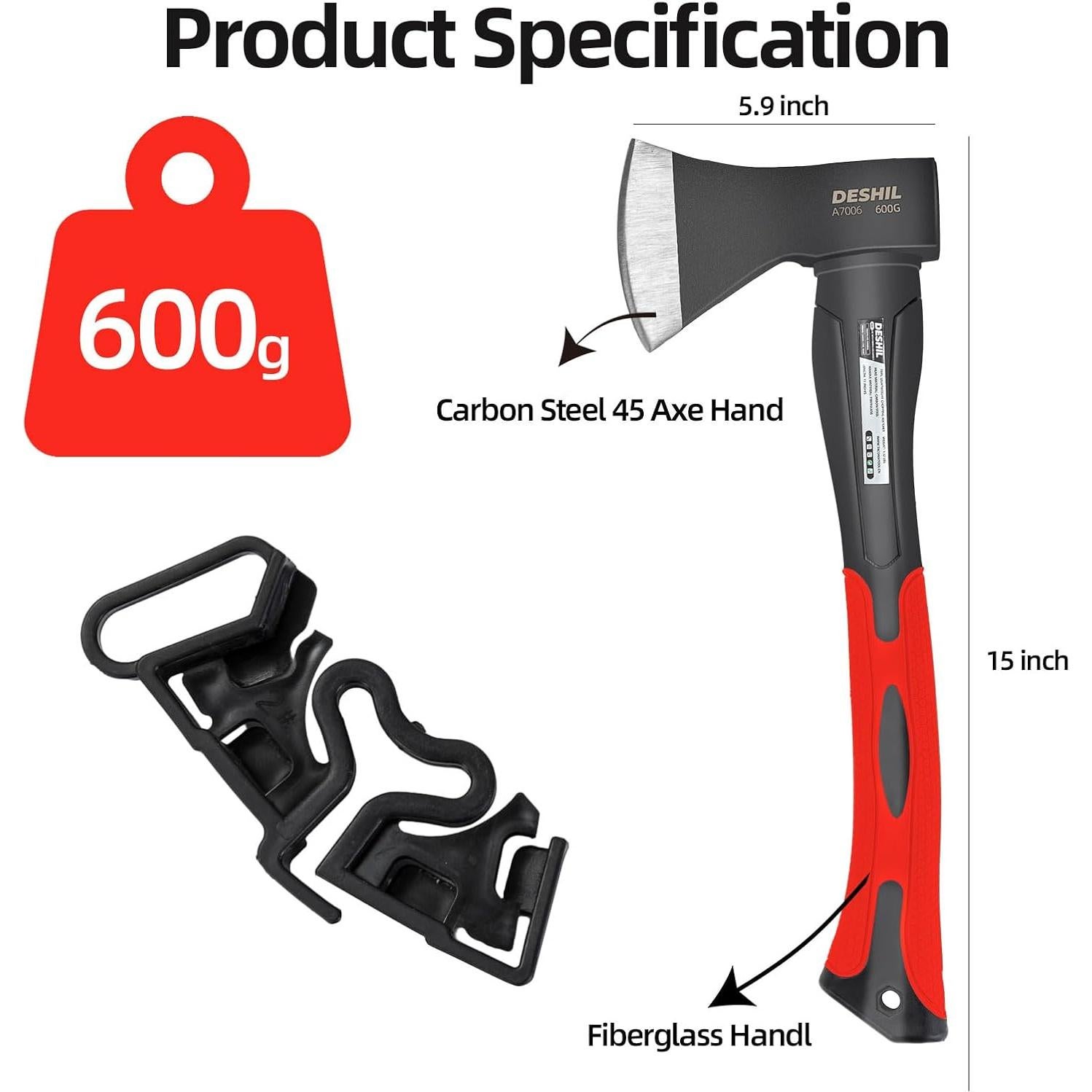 Hacha de Corte DESHIL 15" (38.1 cm) Acero al Carbono Rojo