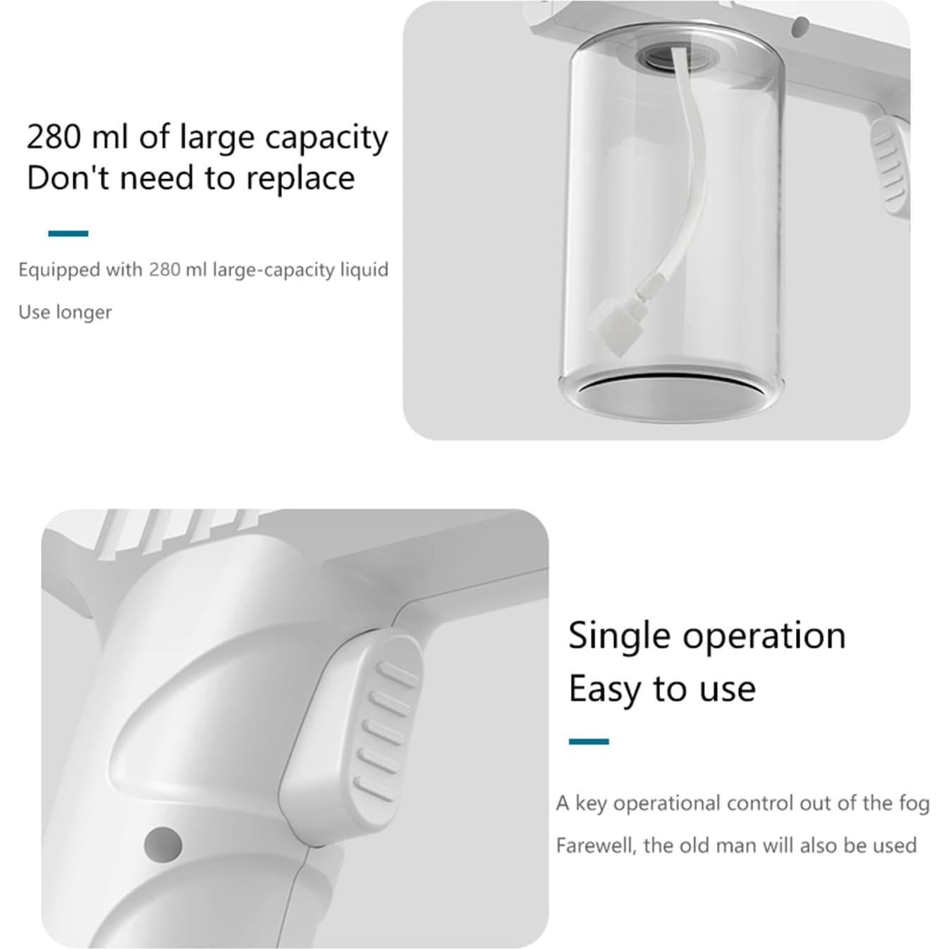 Atomizador Nano de Mano BEBESIRI Blanco 280ml Carga Inalámbrica