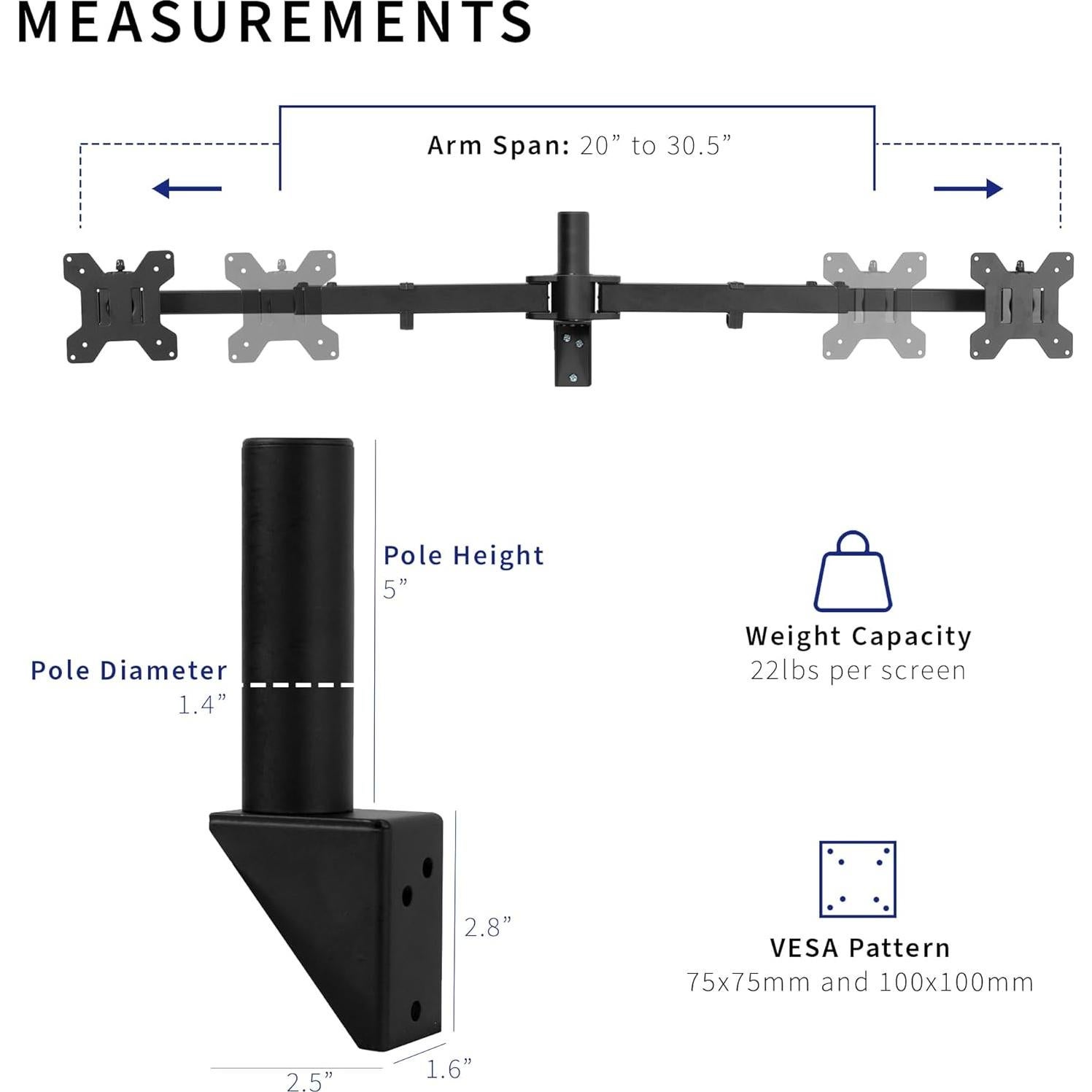 Soporte de Pared Doble para Monitor VIVO MOUNT-TS32B 21-32"