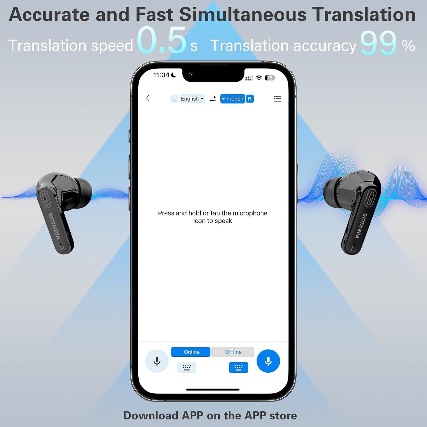 Auriculares Traductores Inalámbricos SIOTMERA Y113 Negro