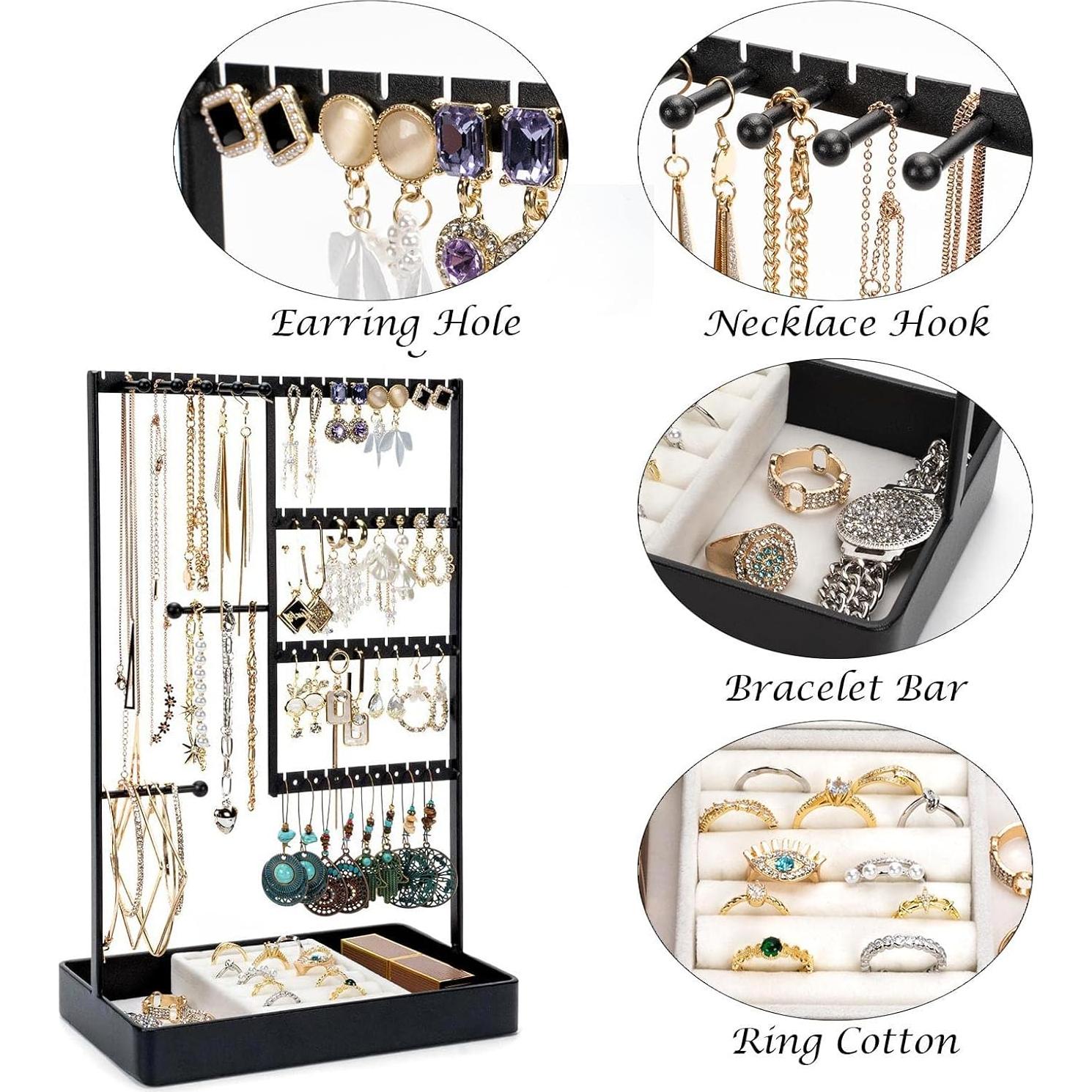 Organizador de Joyería PiQi-Grecge Negro 4 Niveles Metal