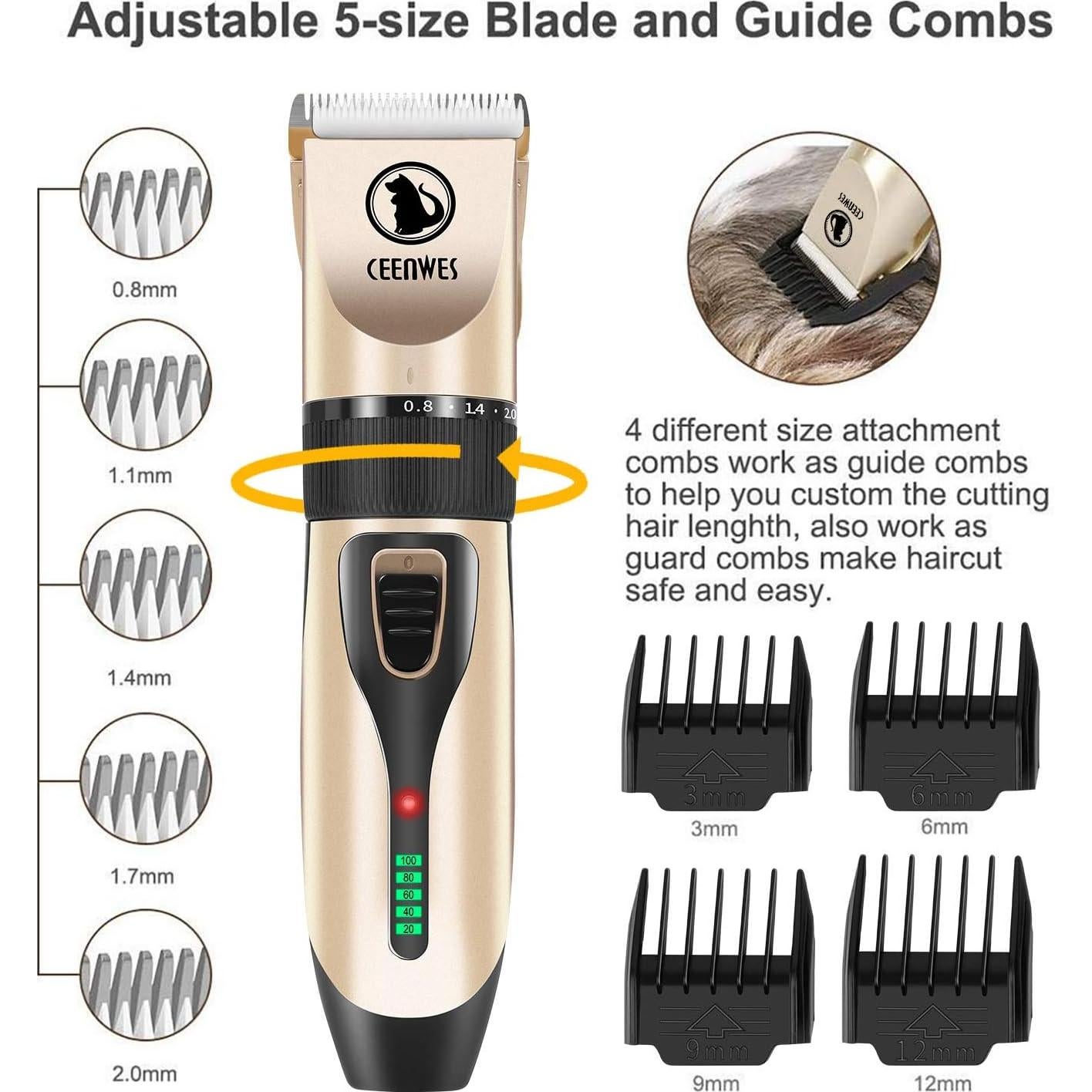 Cortapelos Inalámbrico CEENWES KM-809B para Perros y Gatos