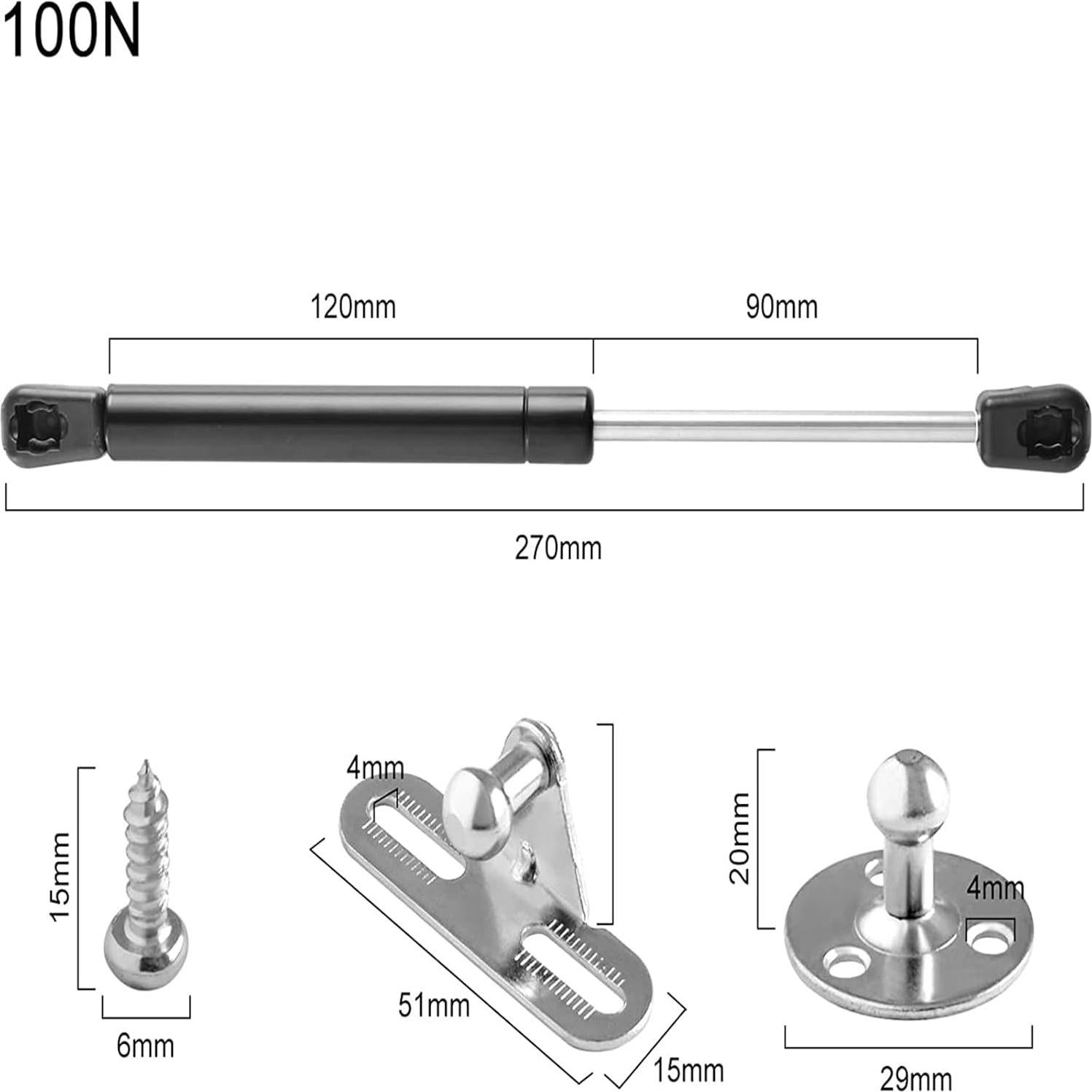 Paquete de 2 Resortes de Gas 100N vrbabies 27cm para Gabinetes