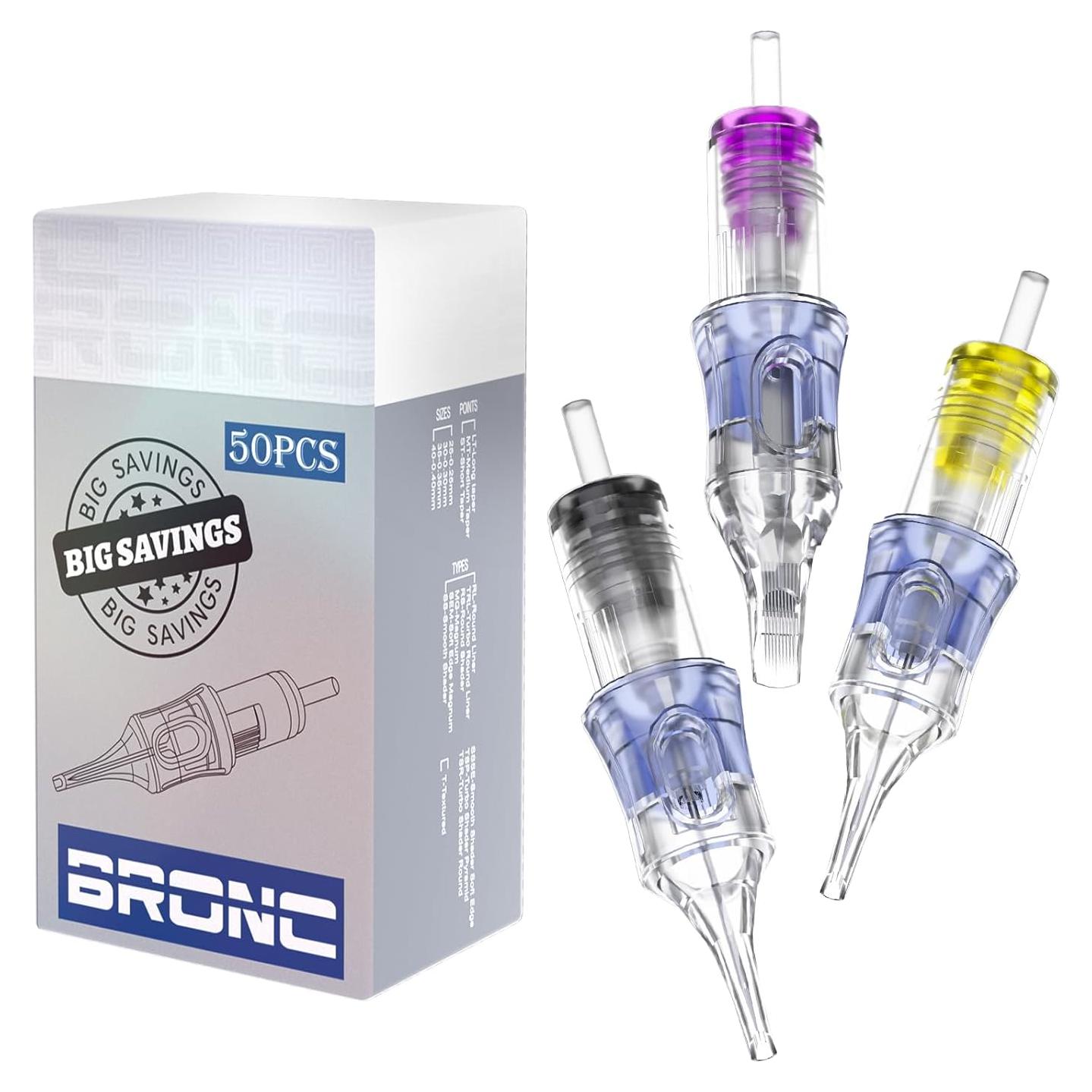 Agujas de Cartucho de Tatuaje BRONC 50pcs Mixtas 0.30mm