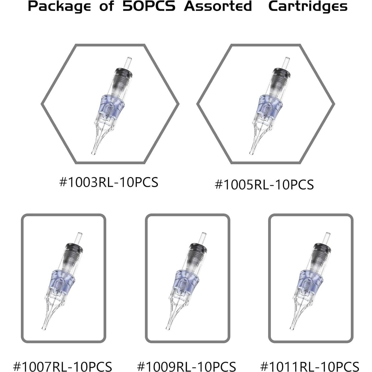Agujas de Cartucho de Tatuaje BRONC 50pcs Mixtas 0.30mm