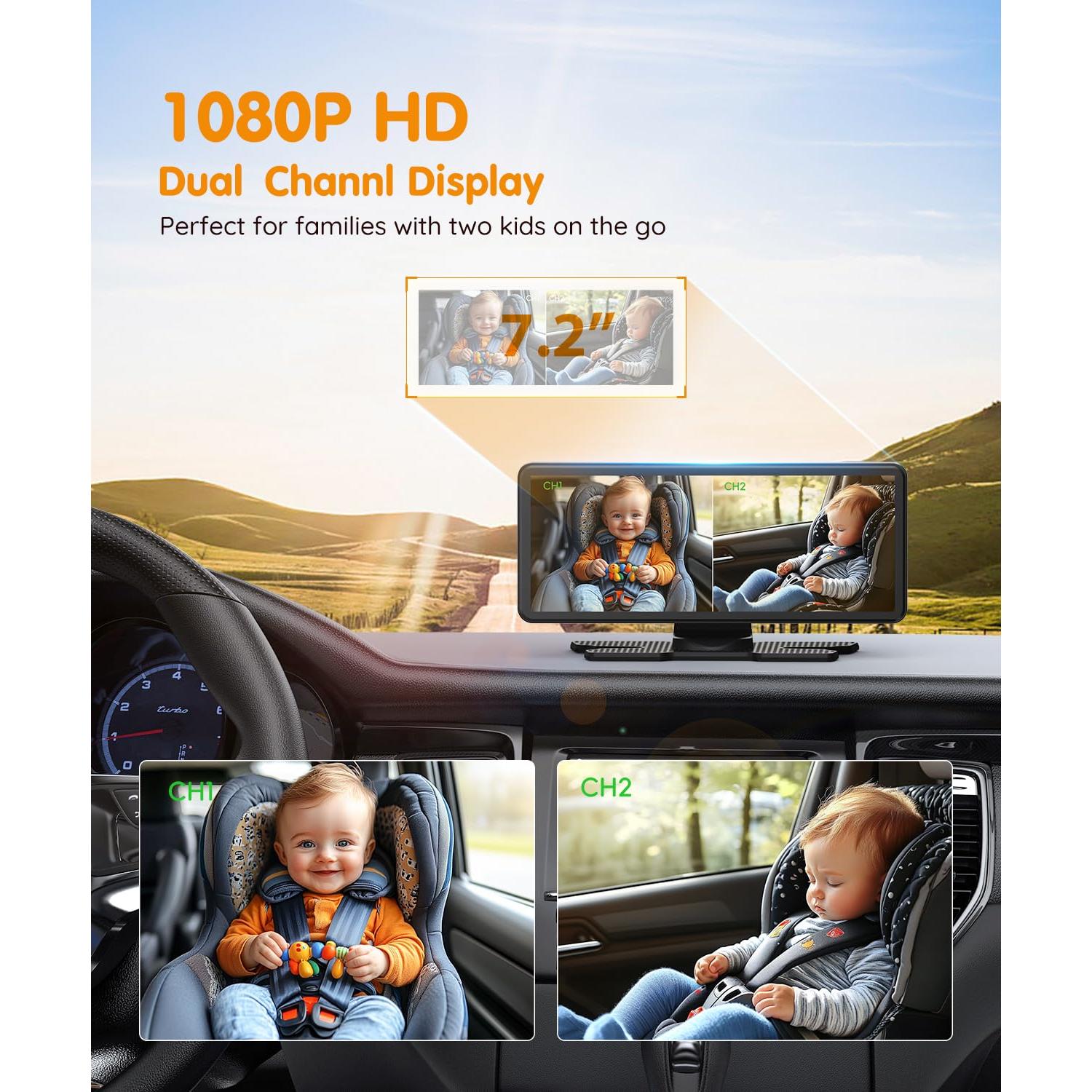 Cámara para Bebés BV3 PRO - Monitor HD 7.2" Doble Canal 1080P