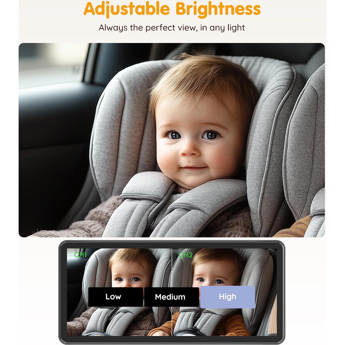 Cámara para Bebés BV3 PRO - Monitor HD 7.2" Doble Canal 1080P