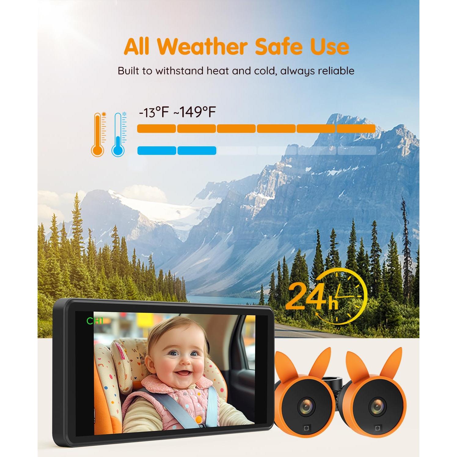 Cámara para Bebés BV3 PRO - Monitor HD 7.2" Doble Canal 1080P