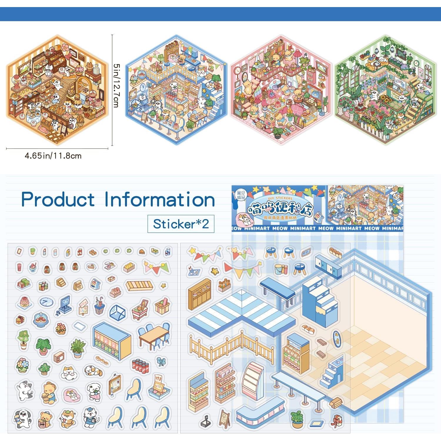 Pegatinas 3D DIY emmoLife - Escenas de Casa, 4 Conjuntos