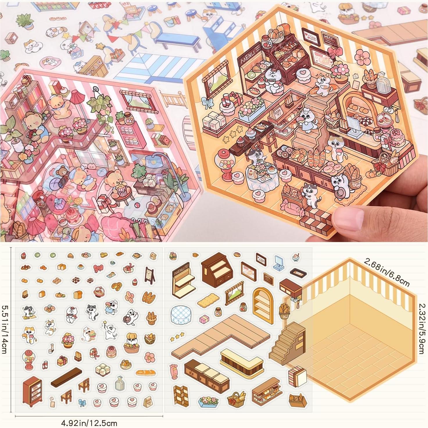 Pegatinas 3D DIY emmoLife - Escenas de Casa, 4 Conjuntos