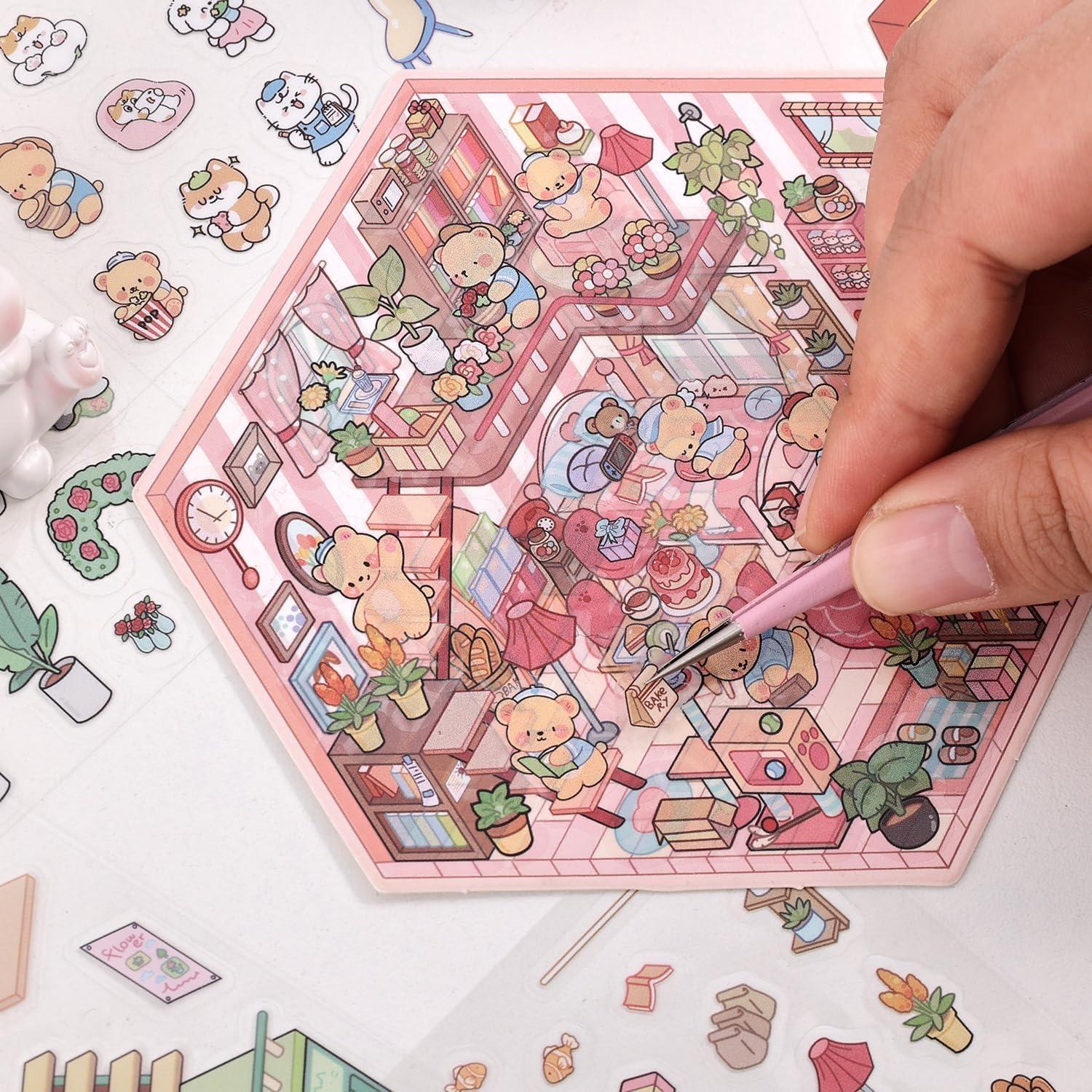 Pegatinas 3D DIY emmoLife - Escenas de Casa, 4 Conjuntos