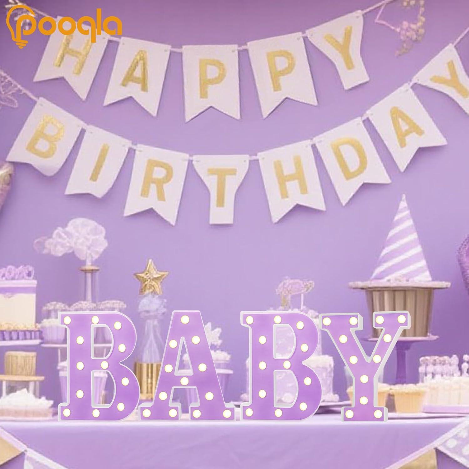 Luces de Letras LED Pooqla, Decoración Colorida para Fiestas