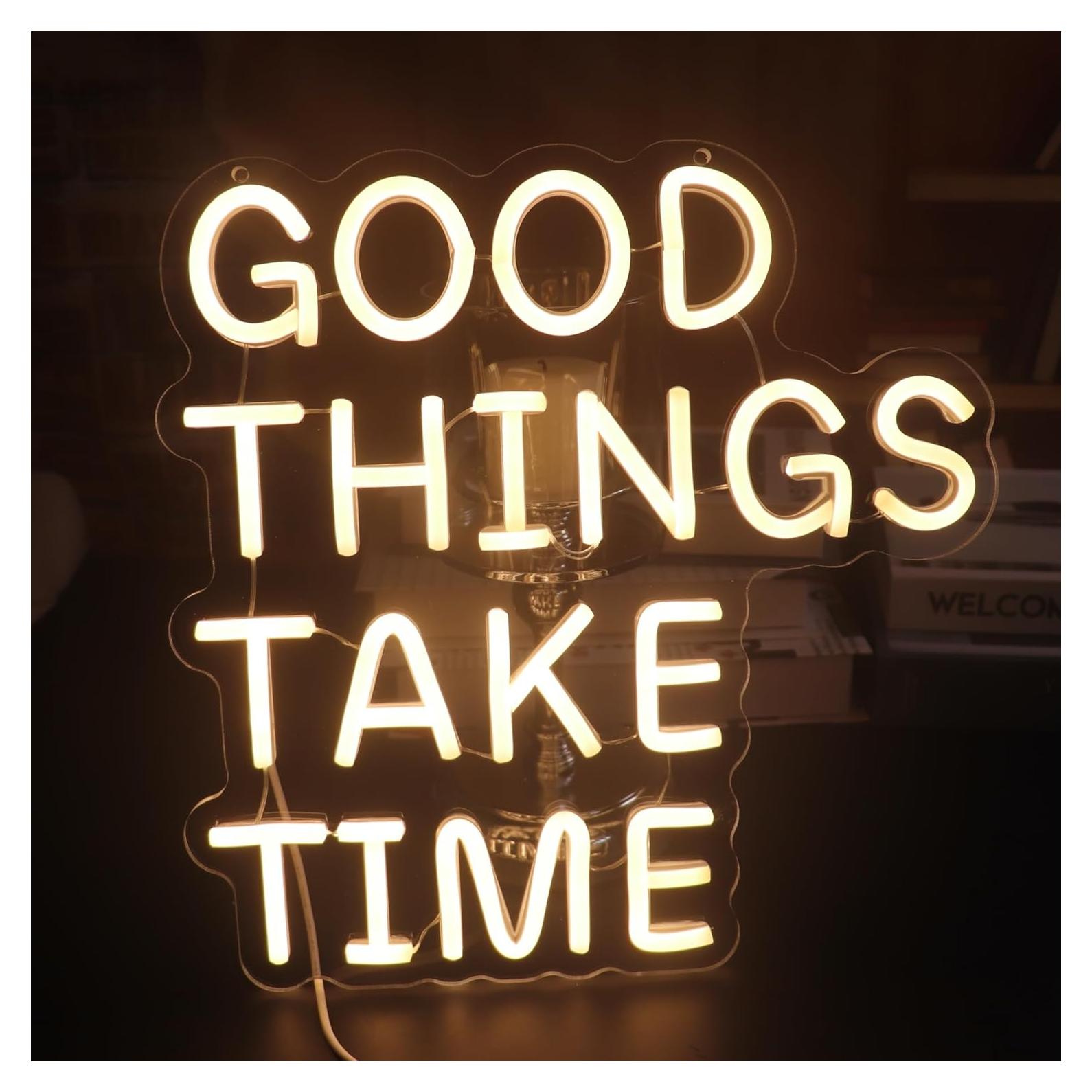 Letrero de Neón QiaoFei 'Las Buenas Cosas Toman Tiempo' USB