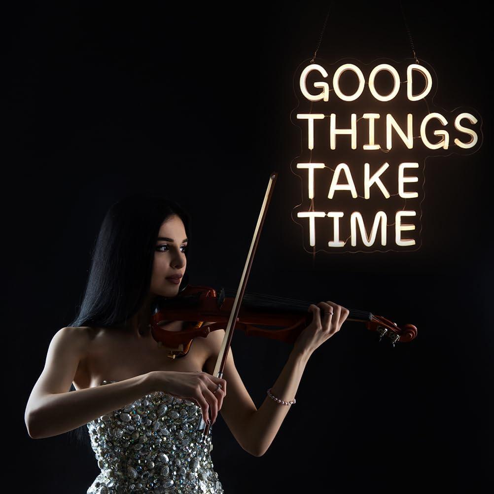 Letrero de Neón QiaoFei 'Las Buenas Cosas Toman Tiempo' USB