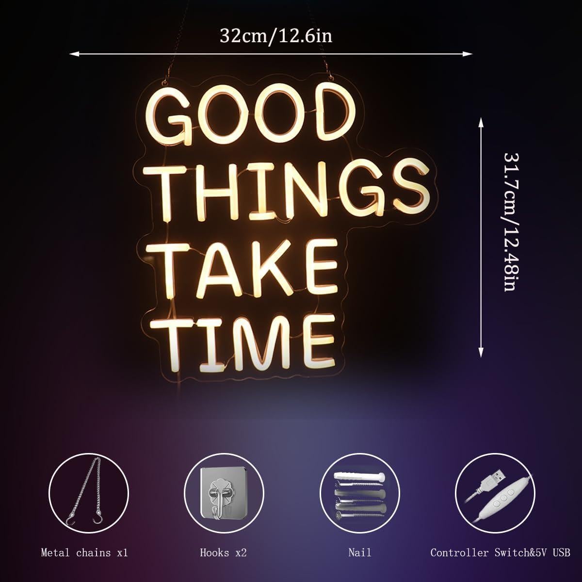 Letrero de Neón QiaoFei 'Las Buenas Cosas Toman Tiempo' USB